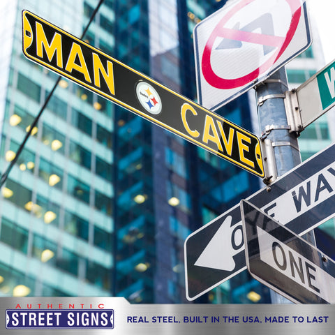 Pittsburgh Steelers - MAN CAVE - Embossed Steel Street Sign