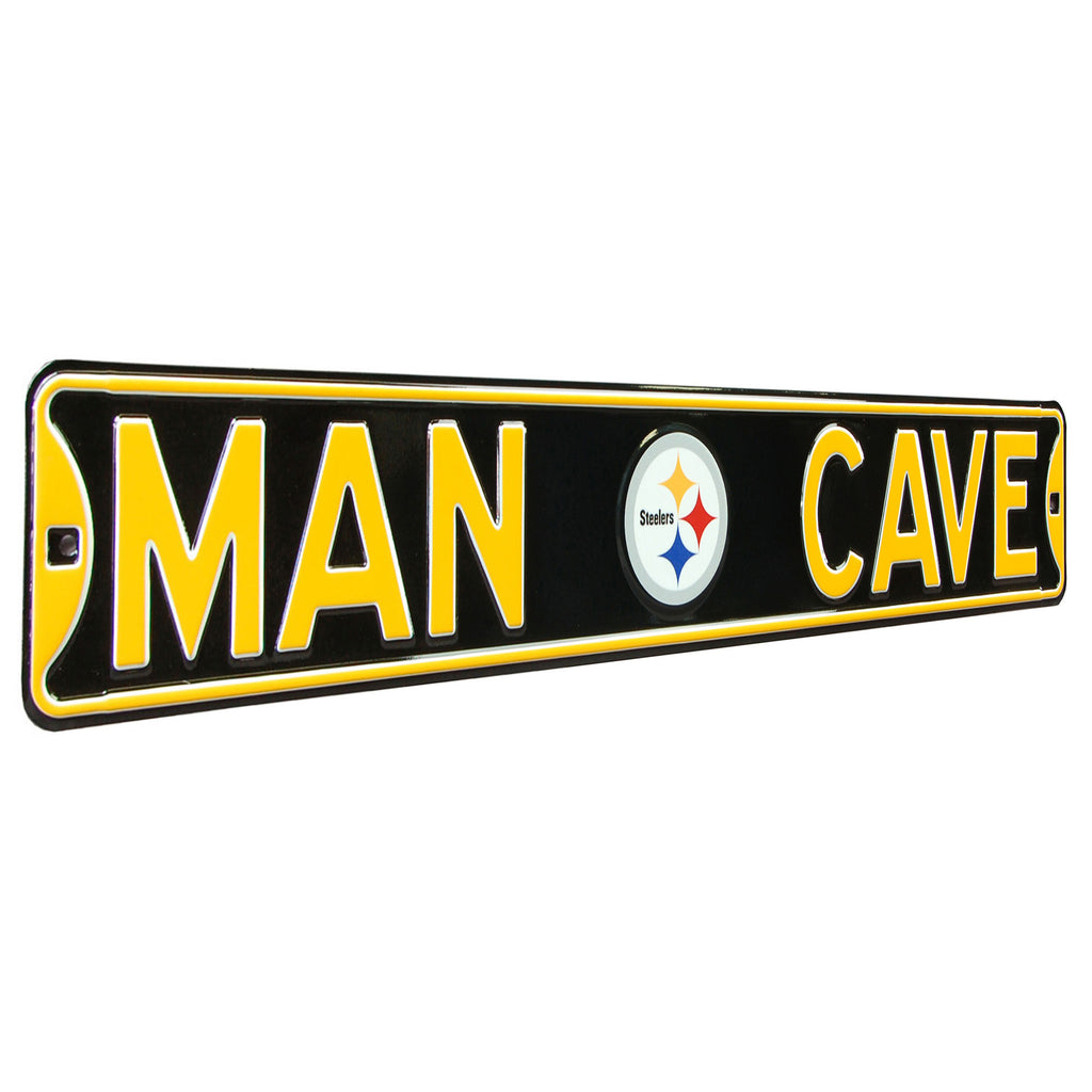 Pittsburgh Steelers - MAN CAVE - Embossed Steel Street Sign