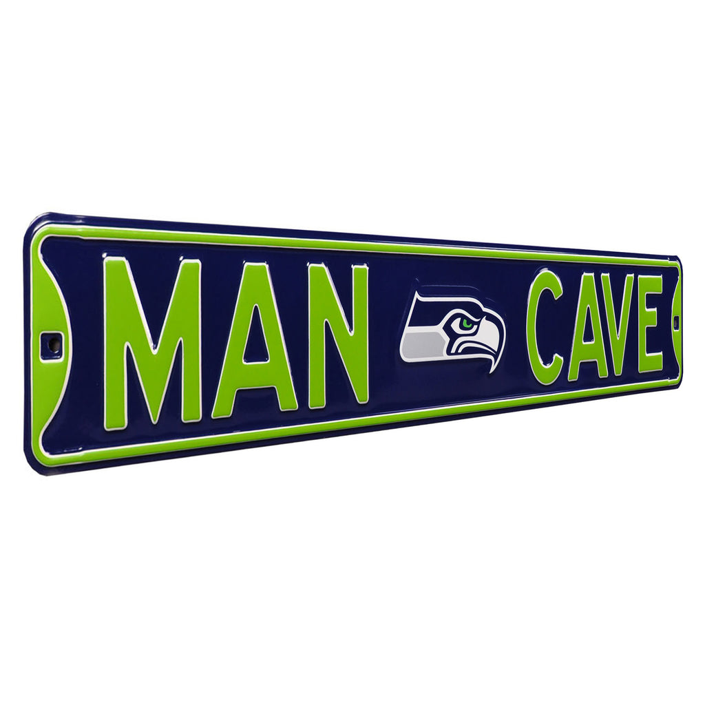 Seattle Seahawks - MAN CAVE - Embossed Steel Street Sign