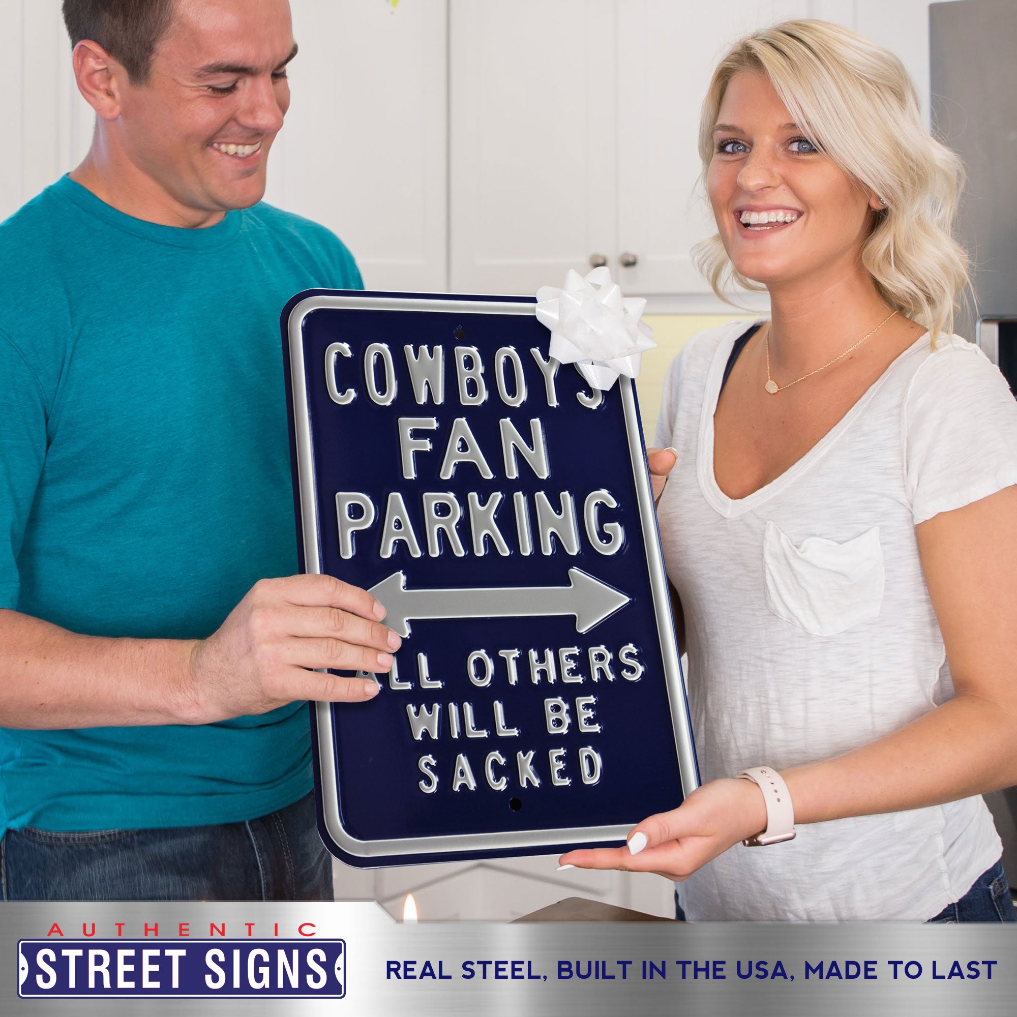 Dallas Cowboys - ALL OTHERS WILL BE SACKED - Embossed Steel Parking Sign
