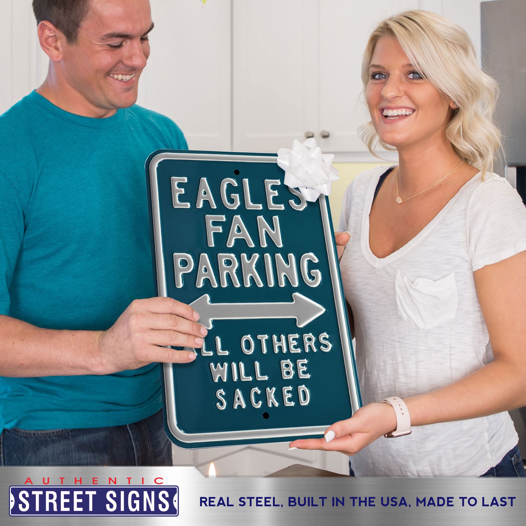 Philadelphia Eagles - ALL OTHERS WILL BE SACKED - Embossed Steel Parking Sign