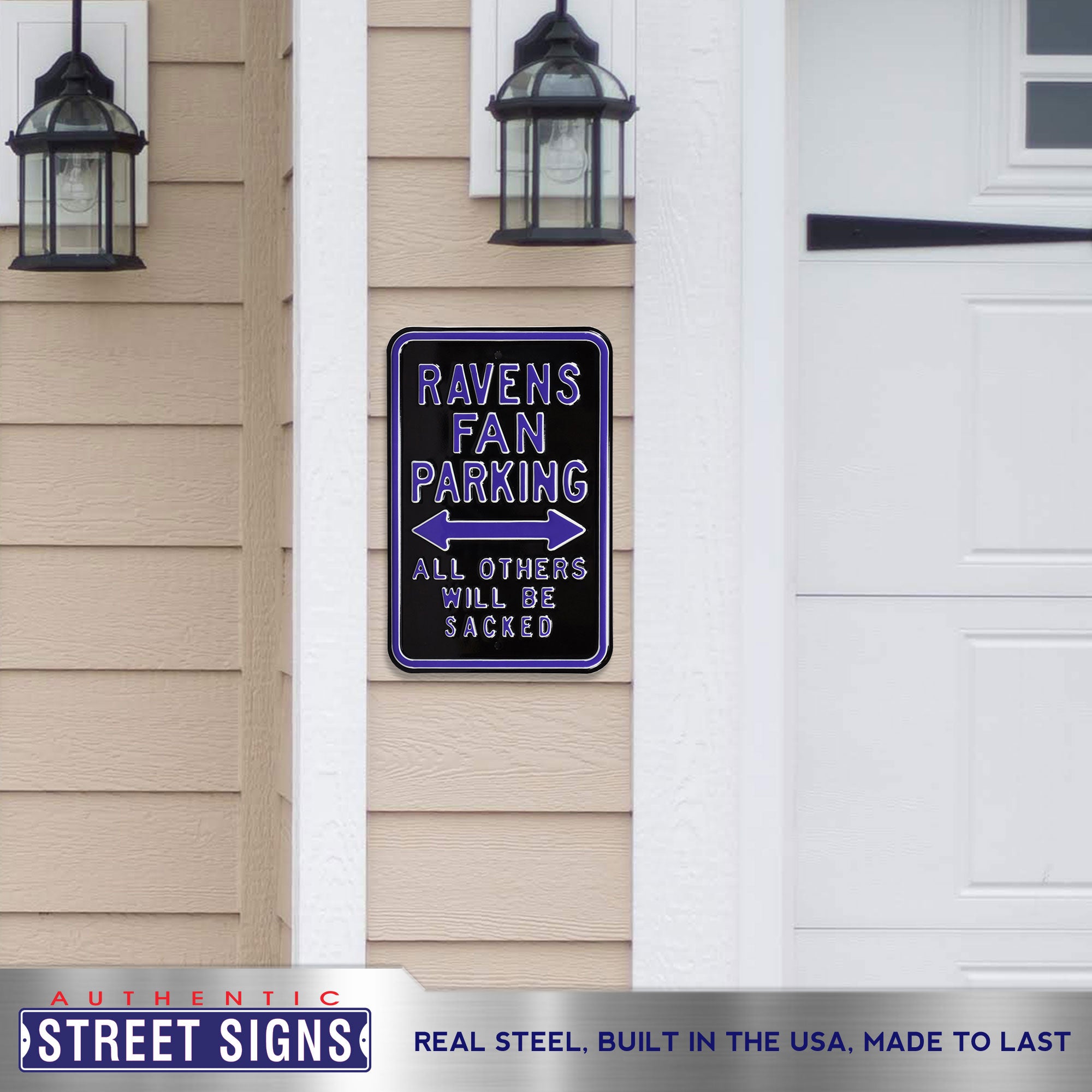 Baltimore Ravens - ALL OTHERS WILL BE SACKED - Embossed Steel Parking Sign