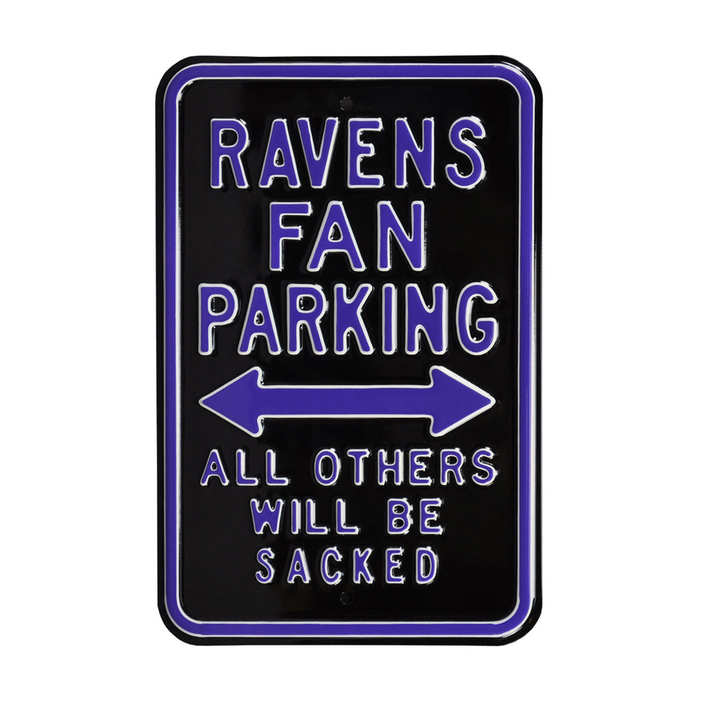 Baltimore Ravens - ALL OTHERS WILL BE SACKED - Embossed Steel Parking Sign