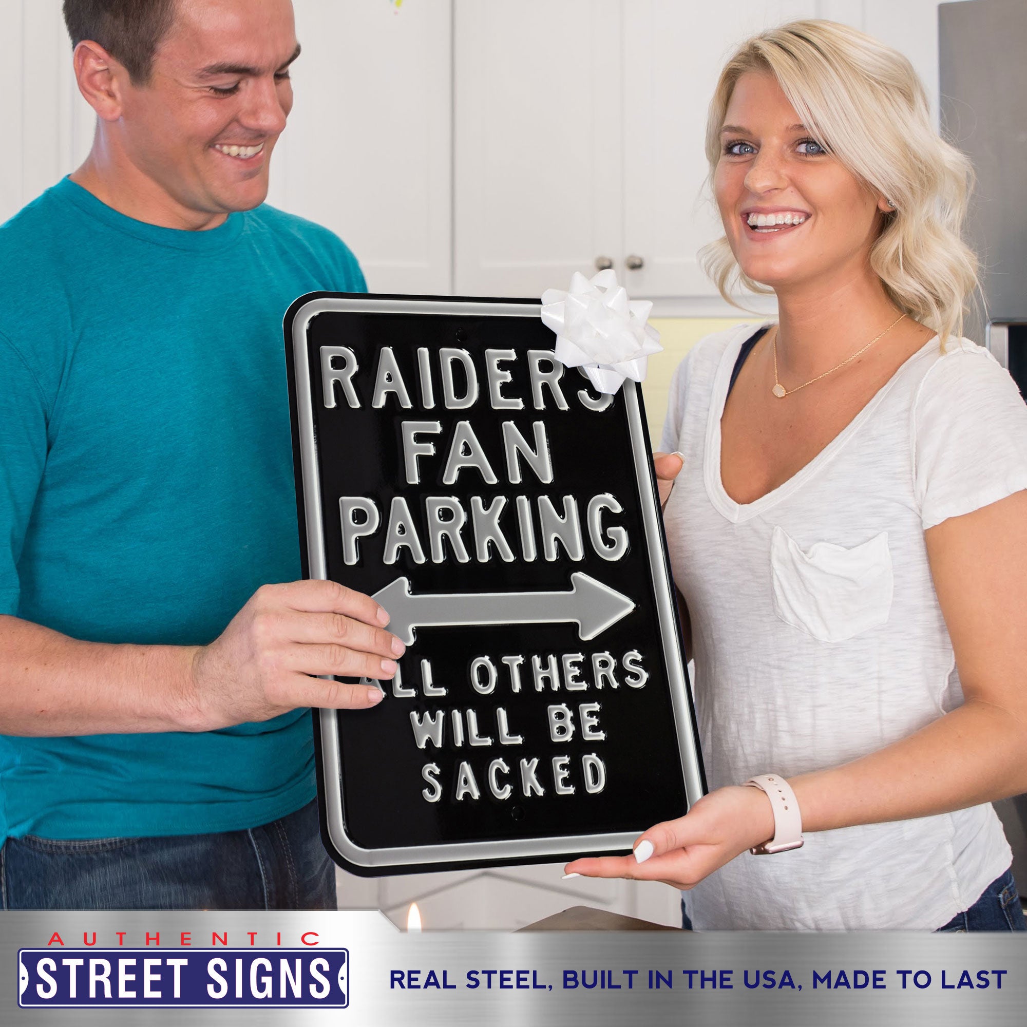 Las Vegas Raiders - ALL OTHERS WILL BE SACKED - Embossed Steel Parking Sign