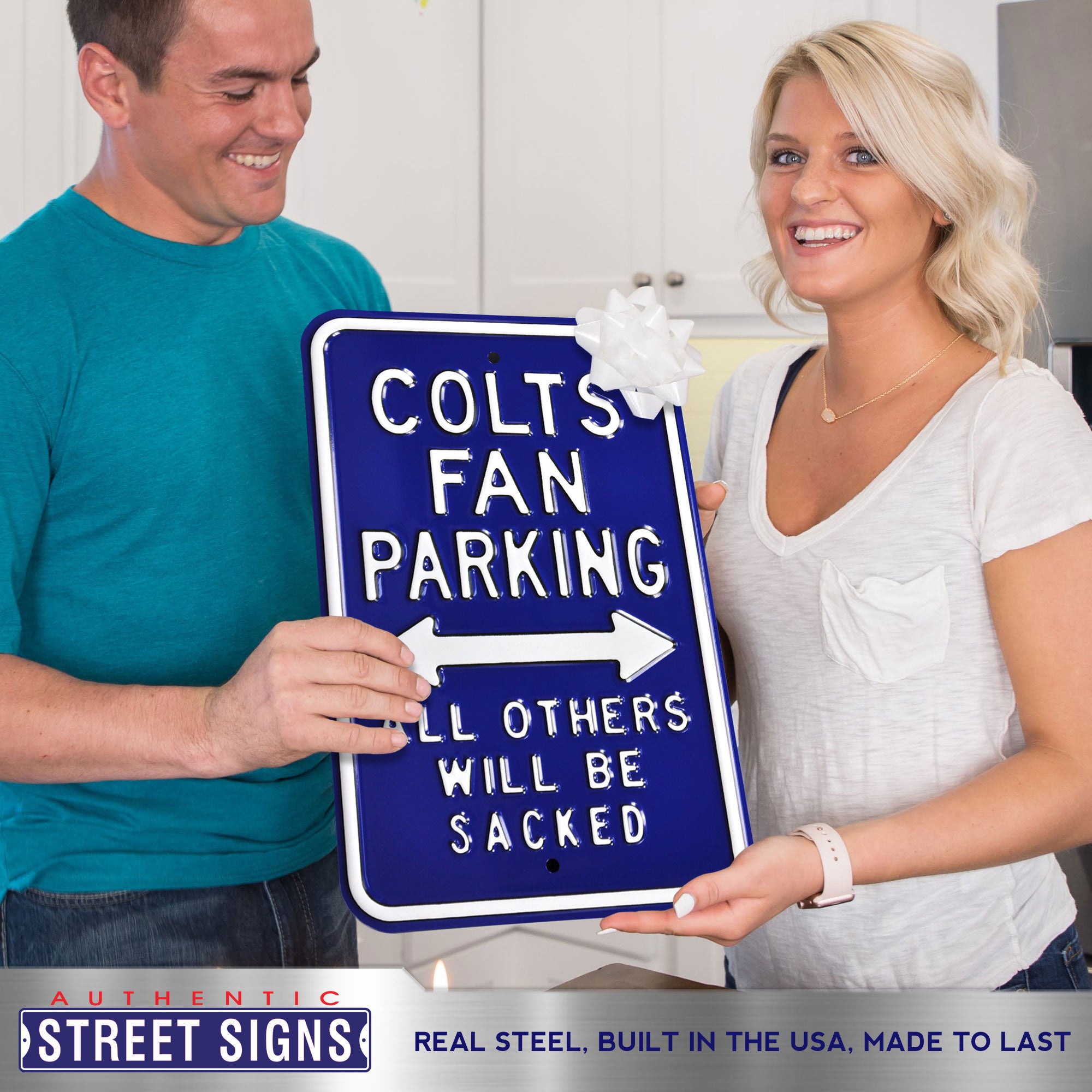 Indianapolis Colts - ALL OTHERS WILL BE SACKED - Embossed Steel Parking Sign