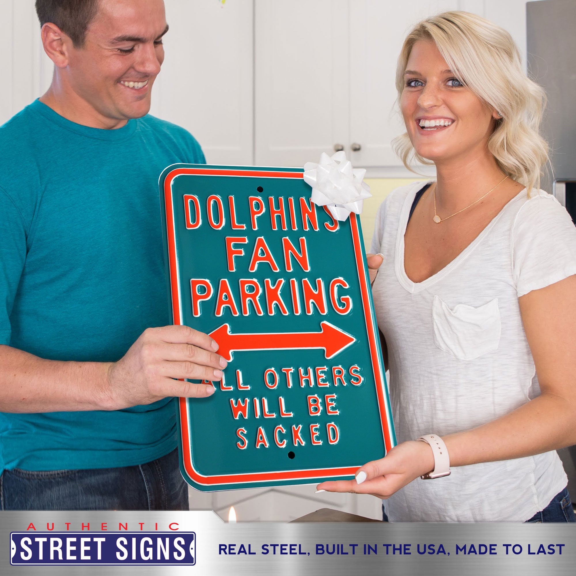 Miami Dolphins - ALL OTHERS WILL BE SACKED - Embossed Steel Parking Sign