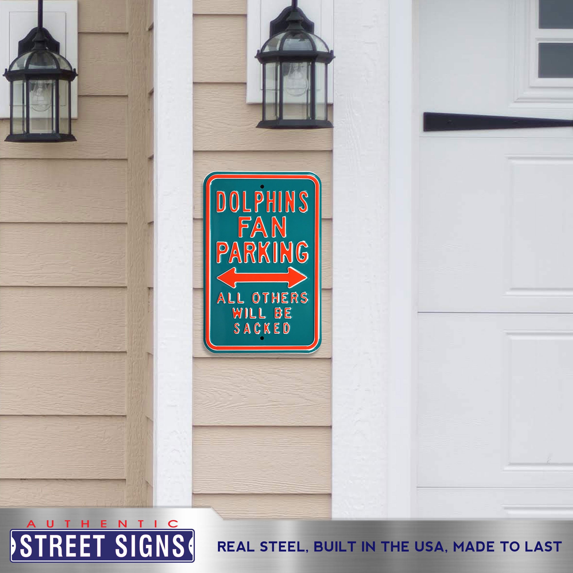 Miami Dolphins - ALL OTHERS WILL BE SACKED - Embossed Steel Parking Sign