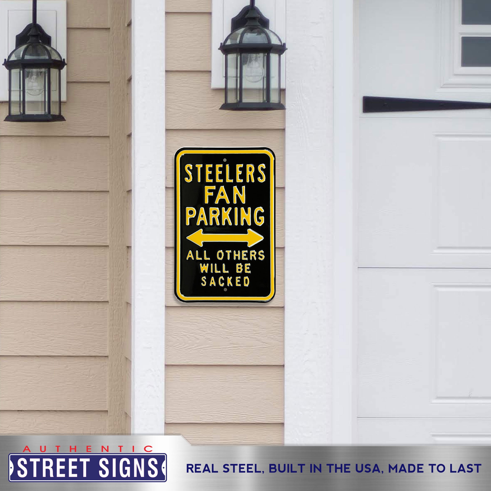 Pittsburgh Steelers - ALL OTHERS WILL BE SACKED - Embossed Steel Parking Sign