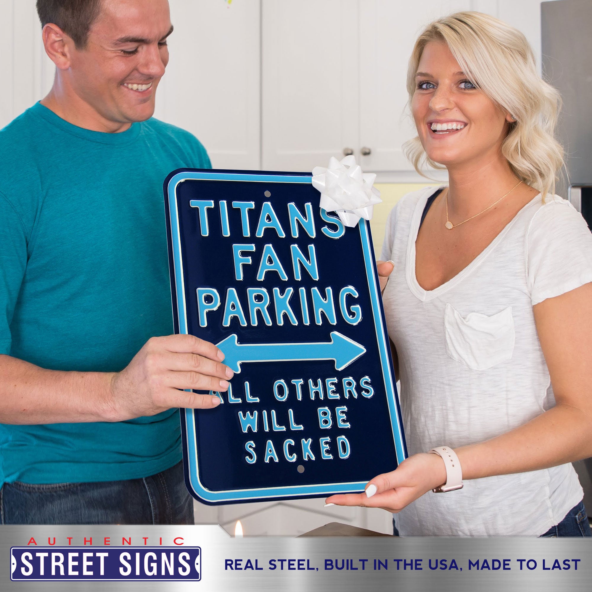 Tennessee Titans - ALL OTHERS WILL BE SACKED - Embossed Steel Parking Sign