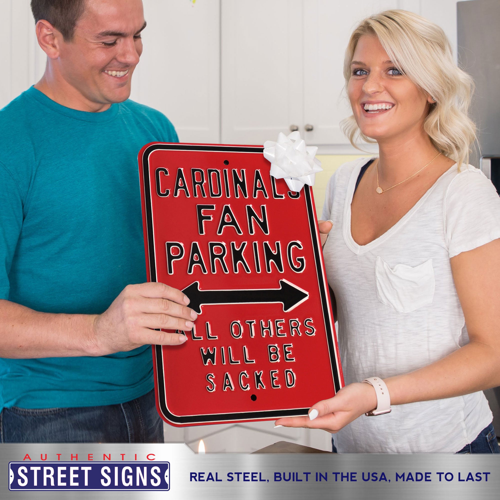 Arizona Cardinals - ALL OTHERS WILL BE SACKED - Embossed Steel Parking Sign