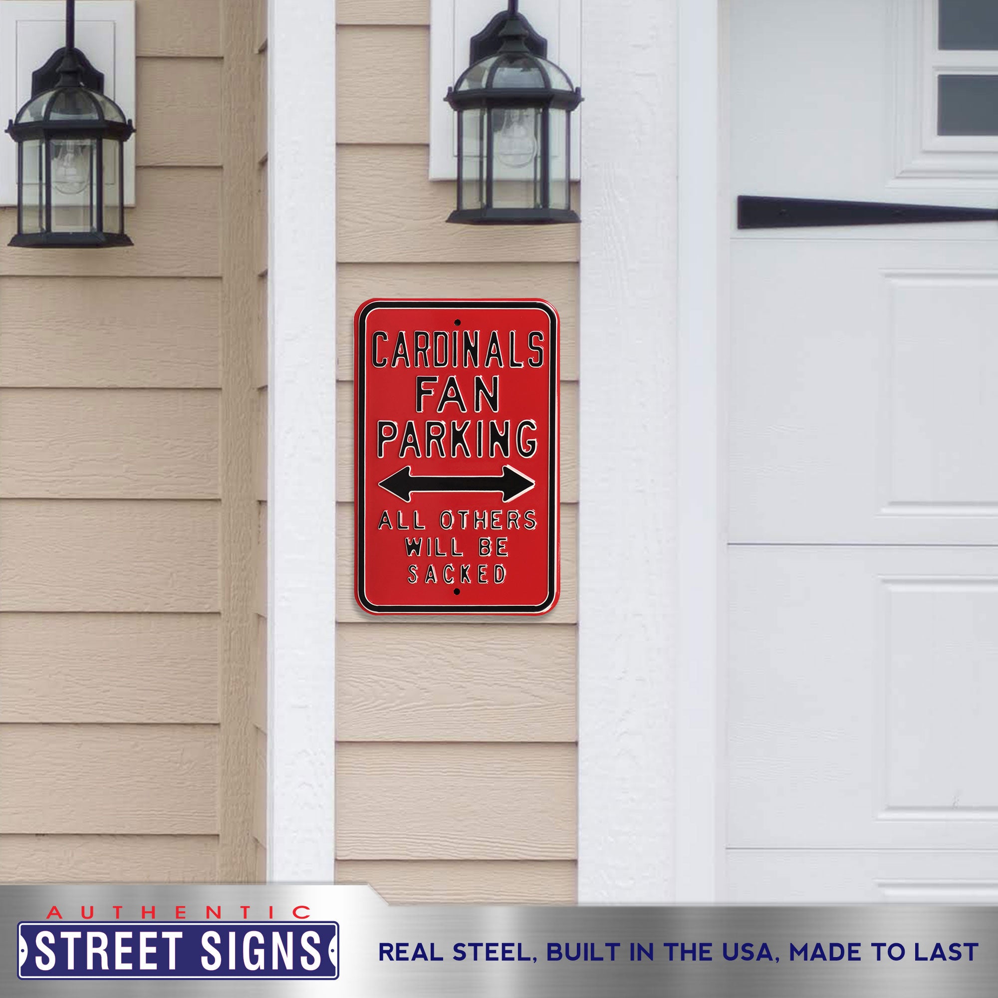 Arizona Cardinals - ALL OTHERS WILL BE SACKED - Embossed Steel Parking Sign