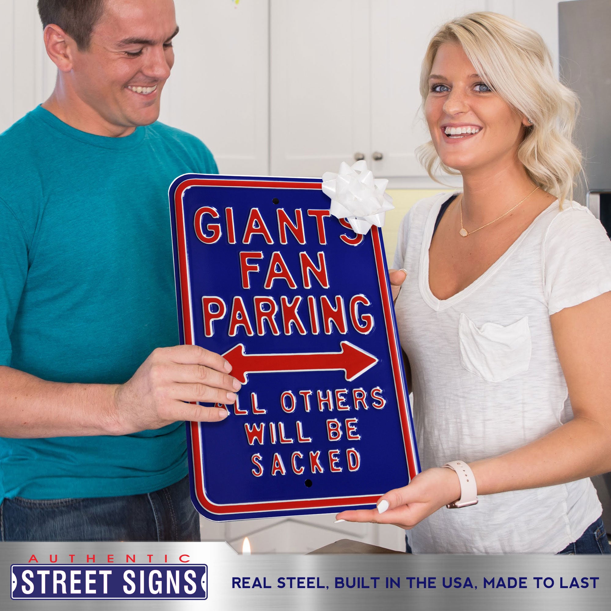 New York Giants - ALL OTHERS WILL BE SACKED - Embossed Steel Parking Sign