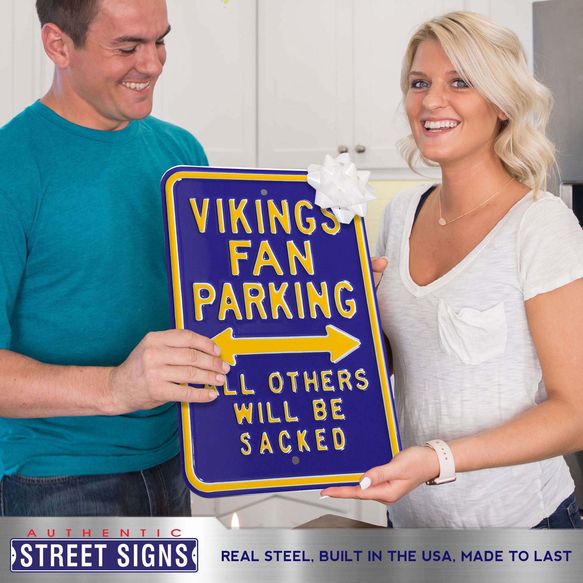 Minnesota Vikings - ALL OTHERS WILL BE SACKED - Embossed Steel Parking Sign