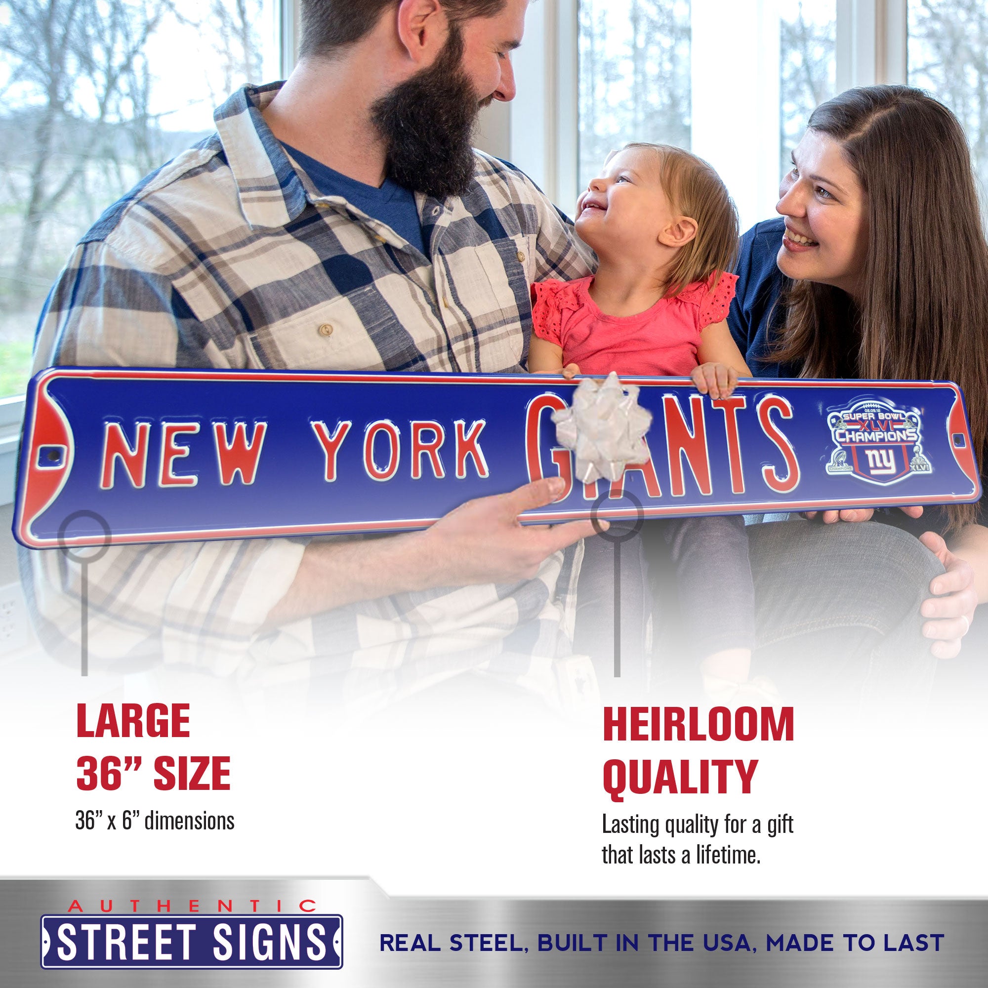 New York Giants - NEW YORK GIANTS SB XLVI - Embossed Steel Street Sign