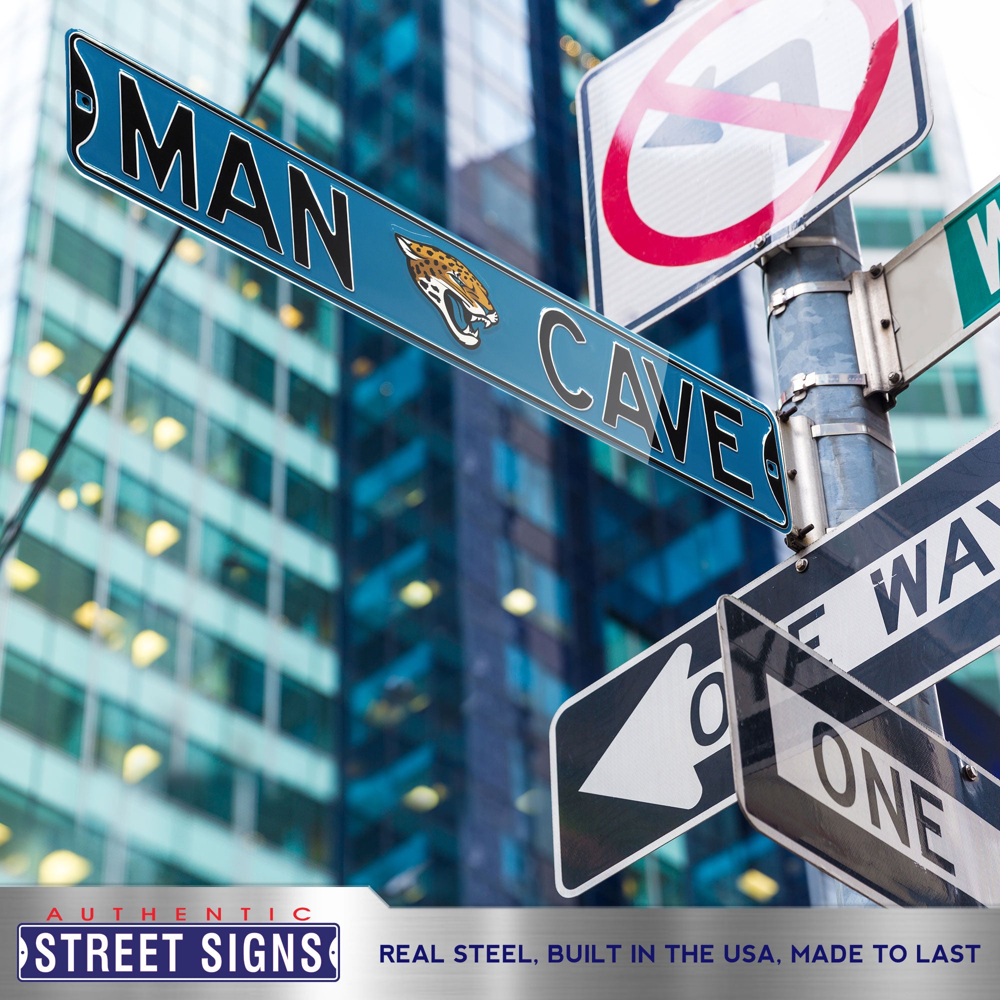 Jacksonville Jaguars - MAN CAVE - Embossed Steel Street Sign