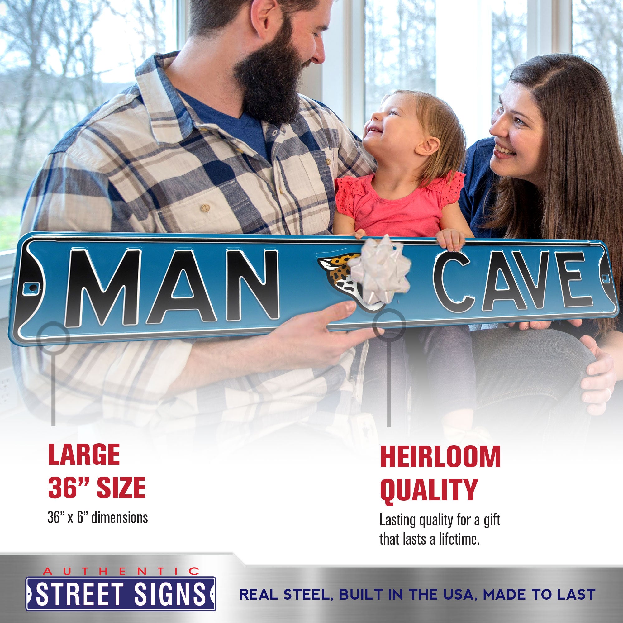 Jacksonville Jaguars - MAN CAVE - Embossed Steel Street Sign