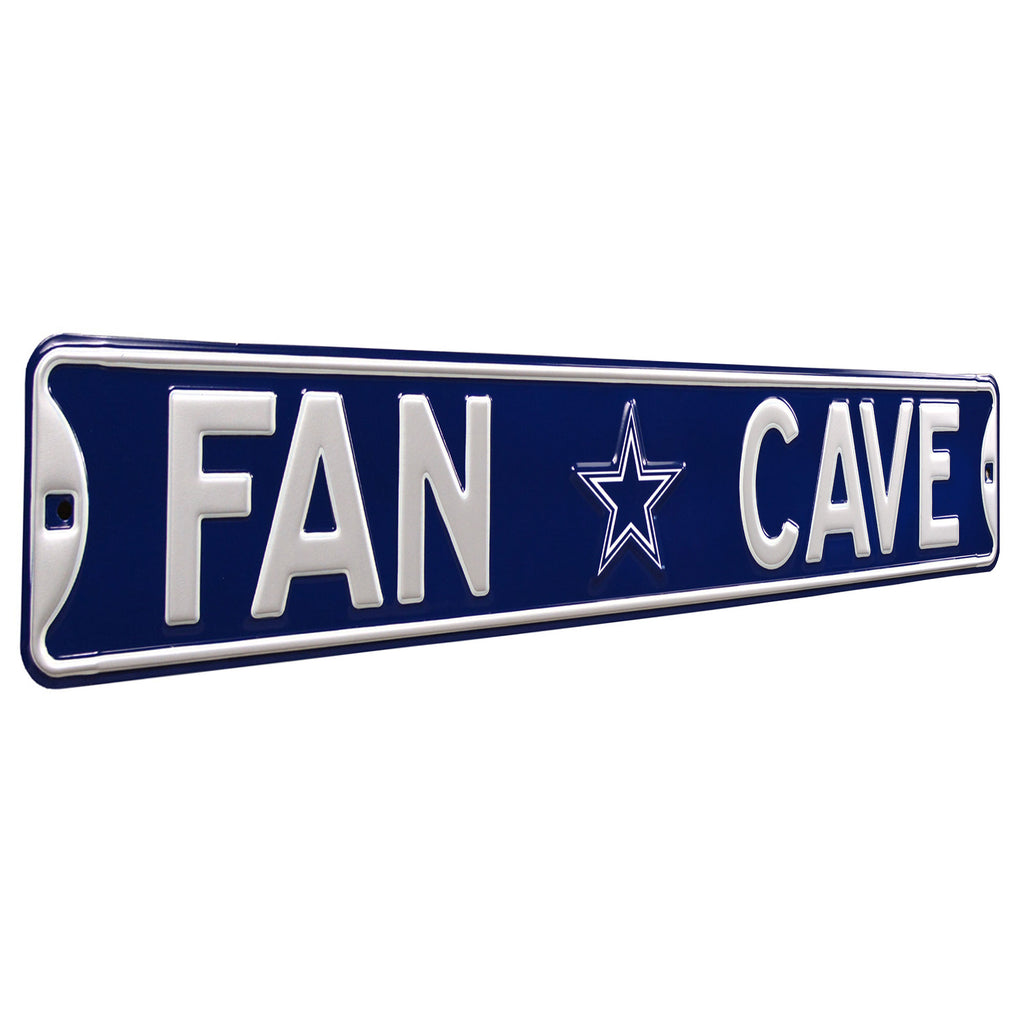 Dallas Cowboys - FAN CAVE - Embossed Steel Street Sign