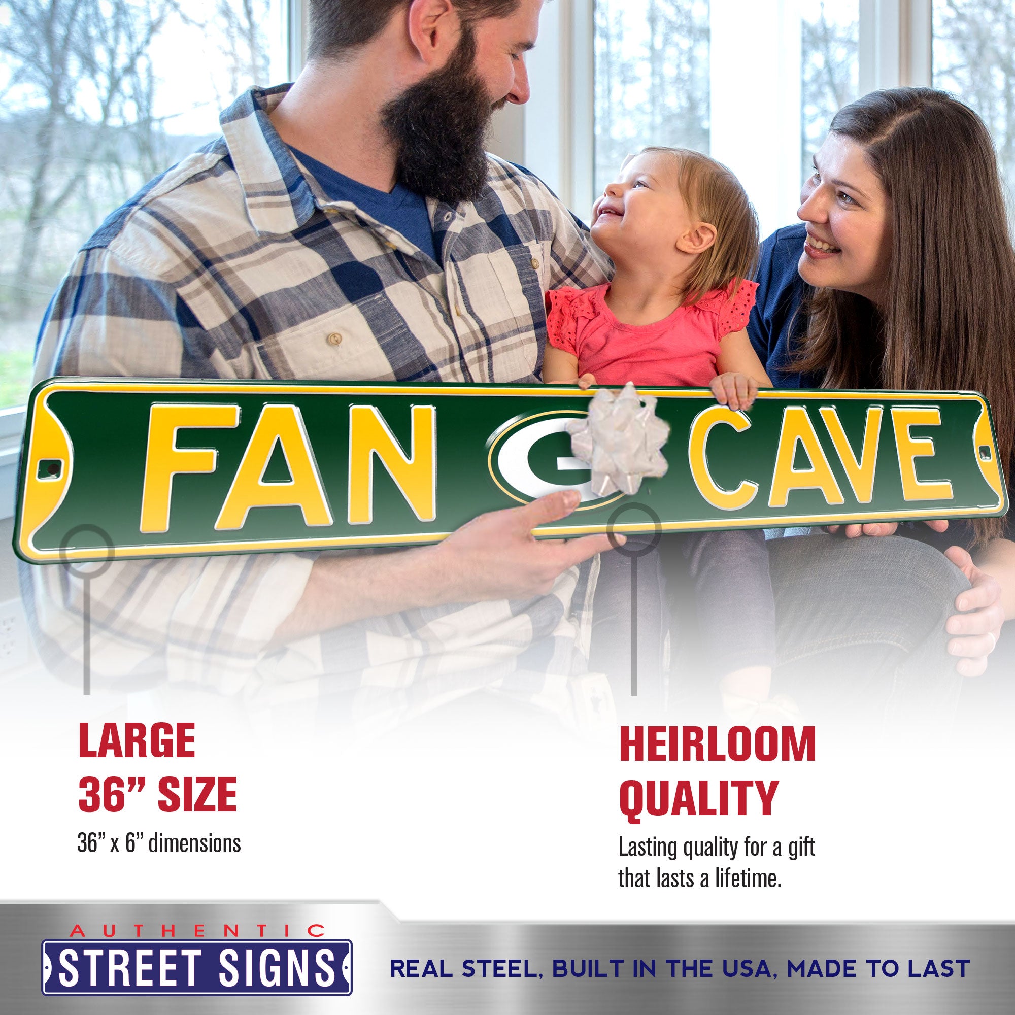 Green Bay Packers - FAN CAVE - Embossed Steel Street Sign