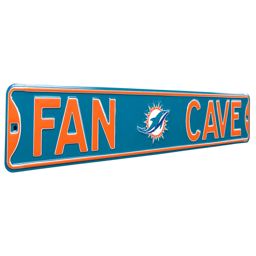 Miami Dolphins - FAN CAVE - Embossed Steel Street Sign