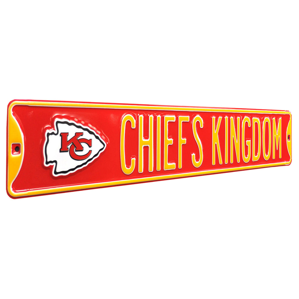 Kansas City Chiefs - CHIEFS KINGDOM - Embossed Steel Street Sign