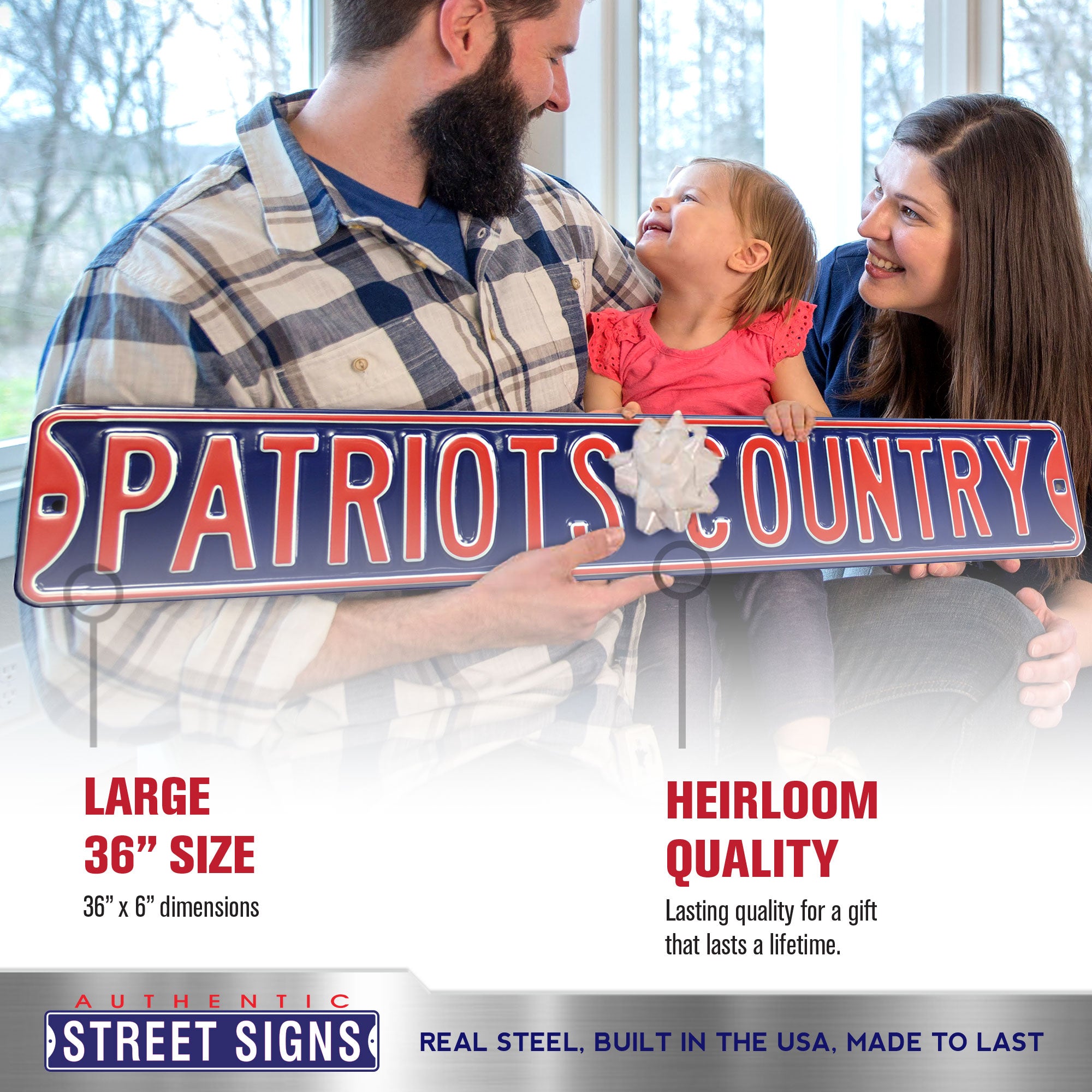 New England Patriots - PATRIOTS COUNTRY - Embossed Steel Street Sign