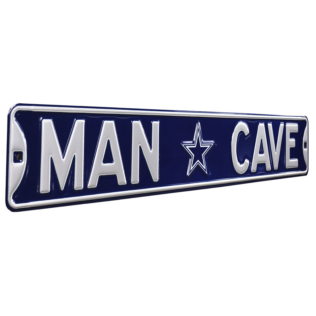 Dallas Cowboys - MAN CAVE - Navy Embossed Steel Street Sign