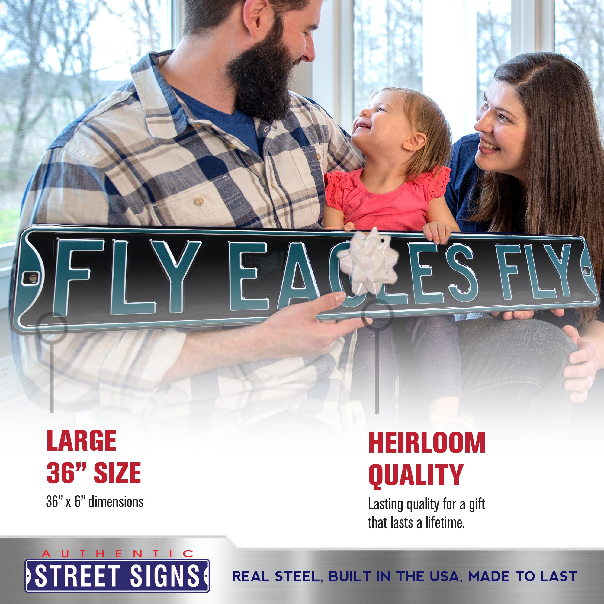 Philadelphia Eagles - FLY EAGLES FLY - Embossed Steel Street Sign