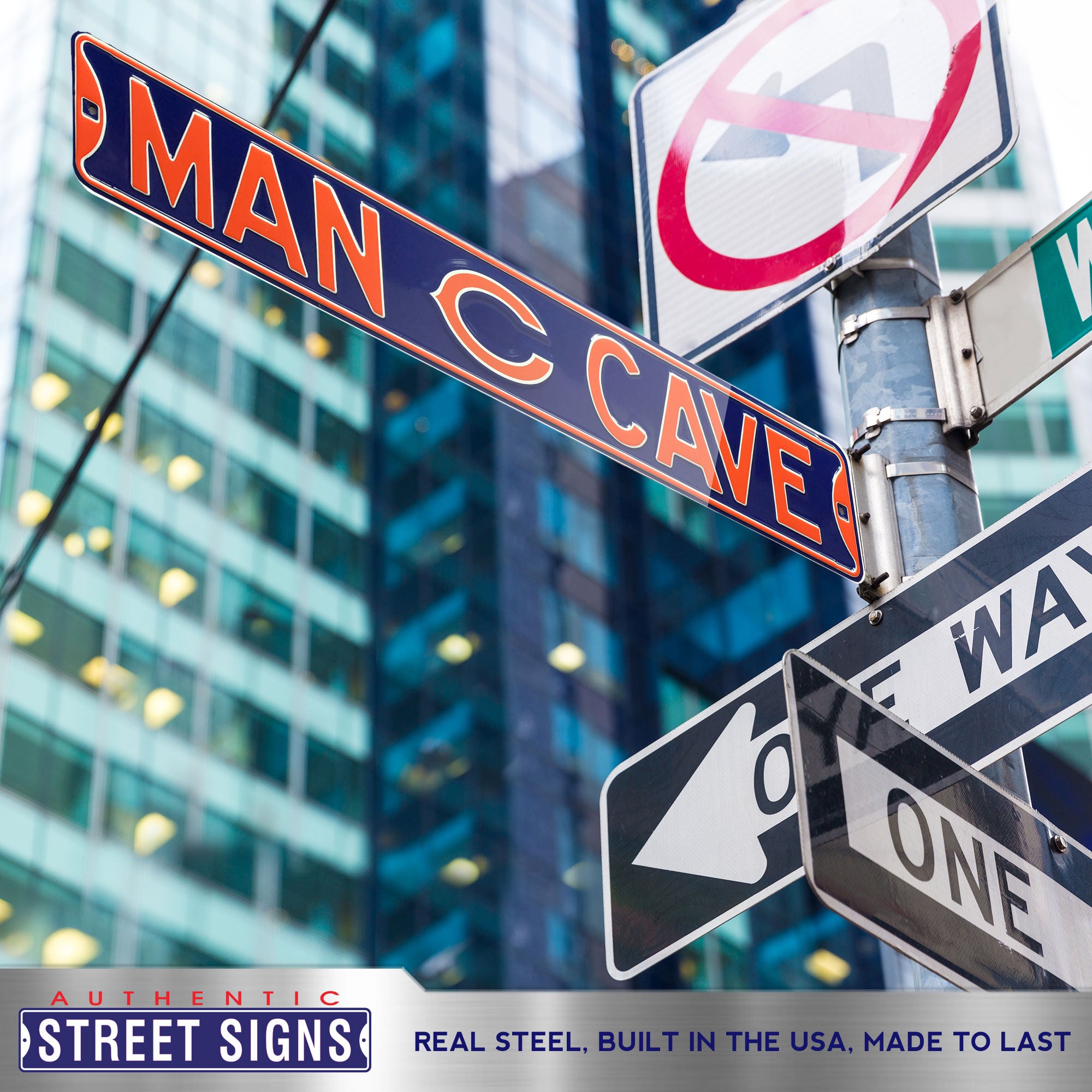 Chicago Bears - MAN CAVE "C" LOGO - Embossed Steel Street Sign
