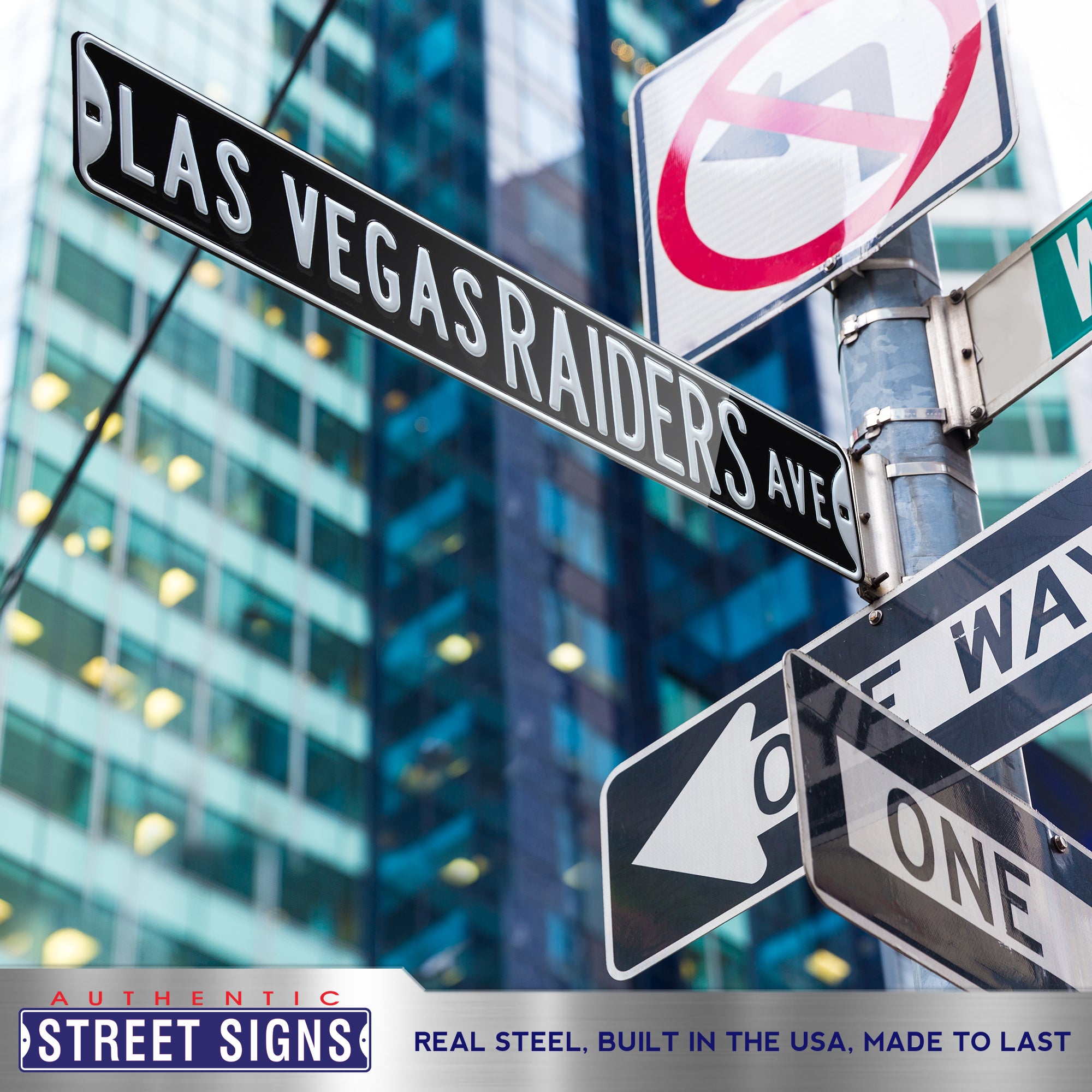 Las Vegas Raiders - LAS VEGAS RAIDERS AVE - Embossed Steel Street Sign