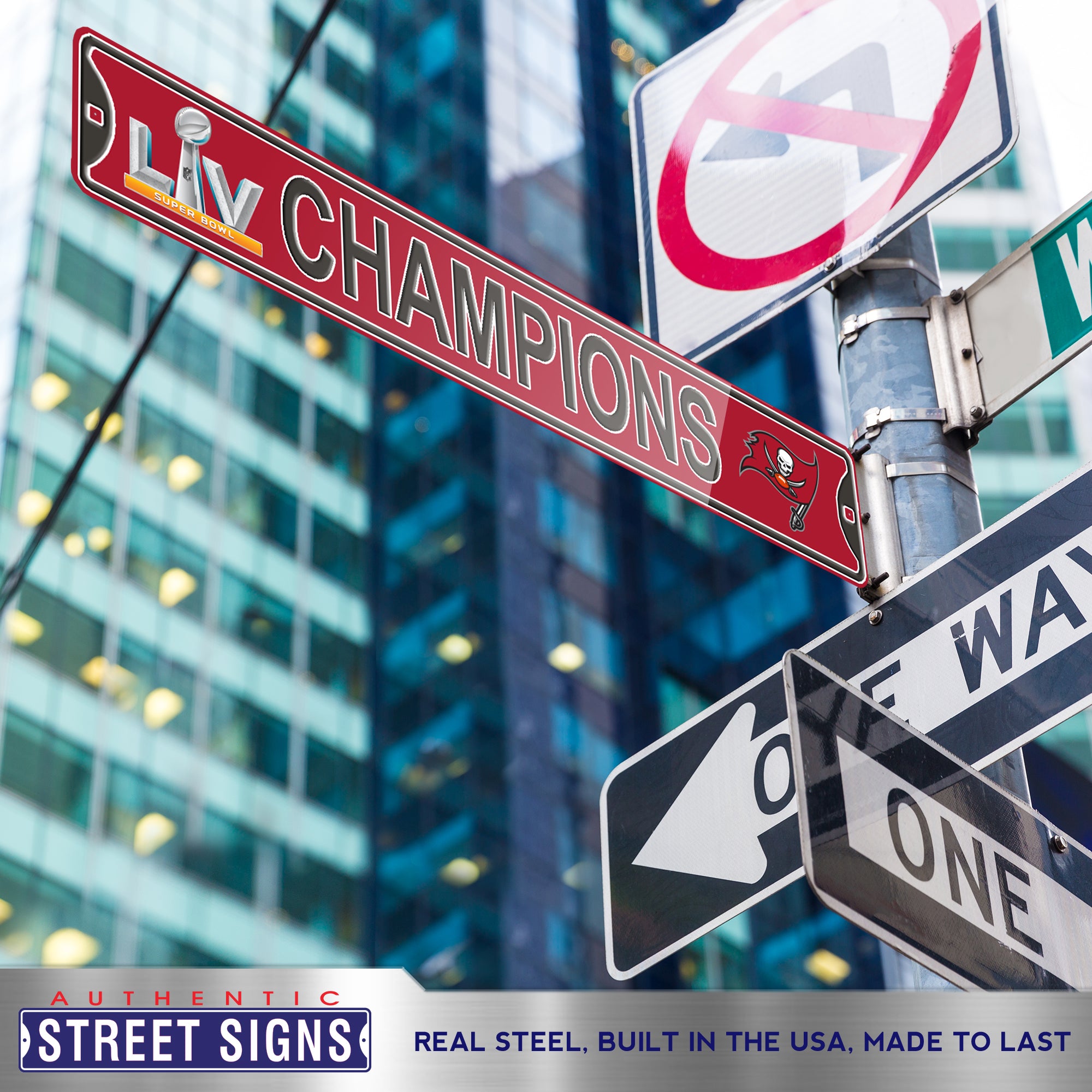Tampa Bay Buccaneers - CHAMPIONS - Embossed Steel Street Sign