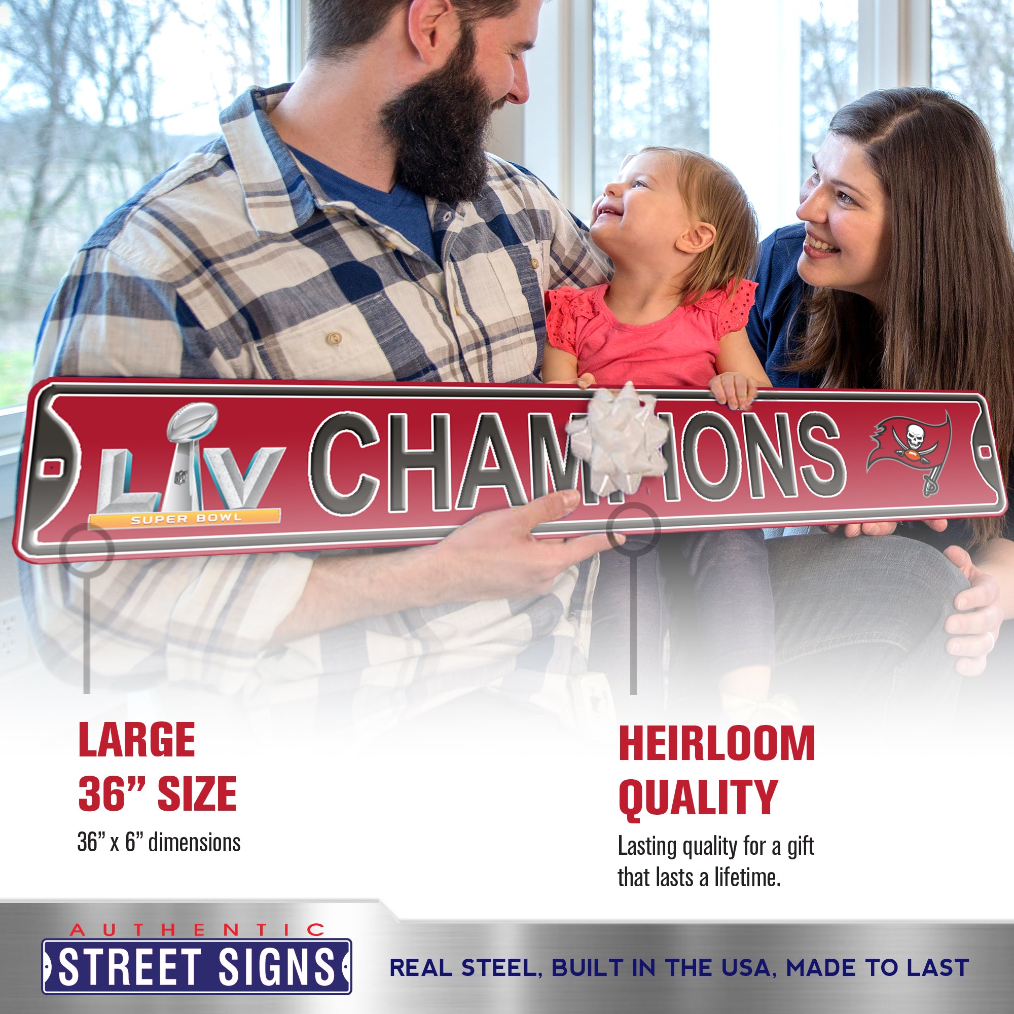 Tampa Bay Buccaneers - CHAMPIONS - Embossed Steel Street Sign