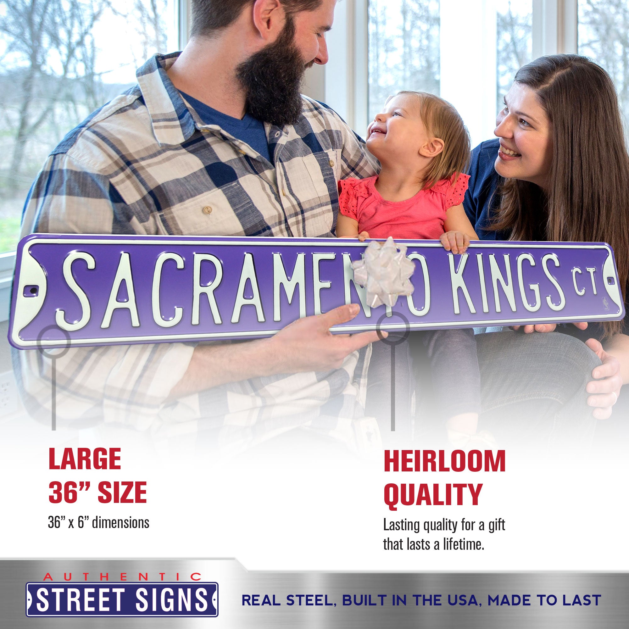Sacramento Kings - SACRAMENTO KINGS CT - Embossed Steel Street Sign