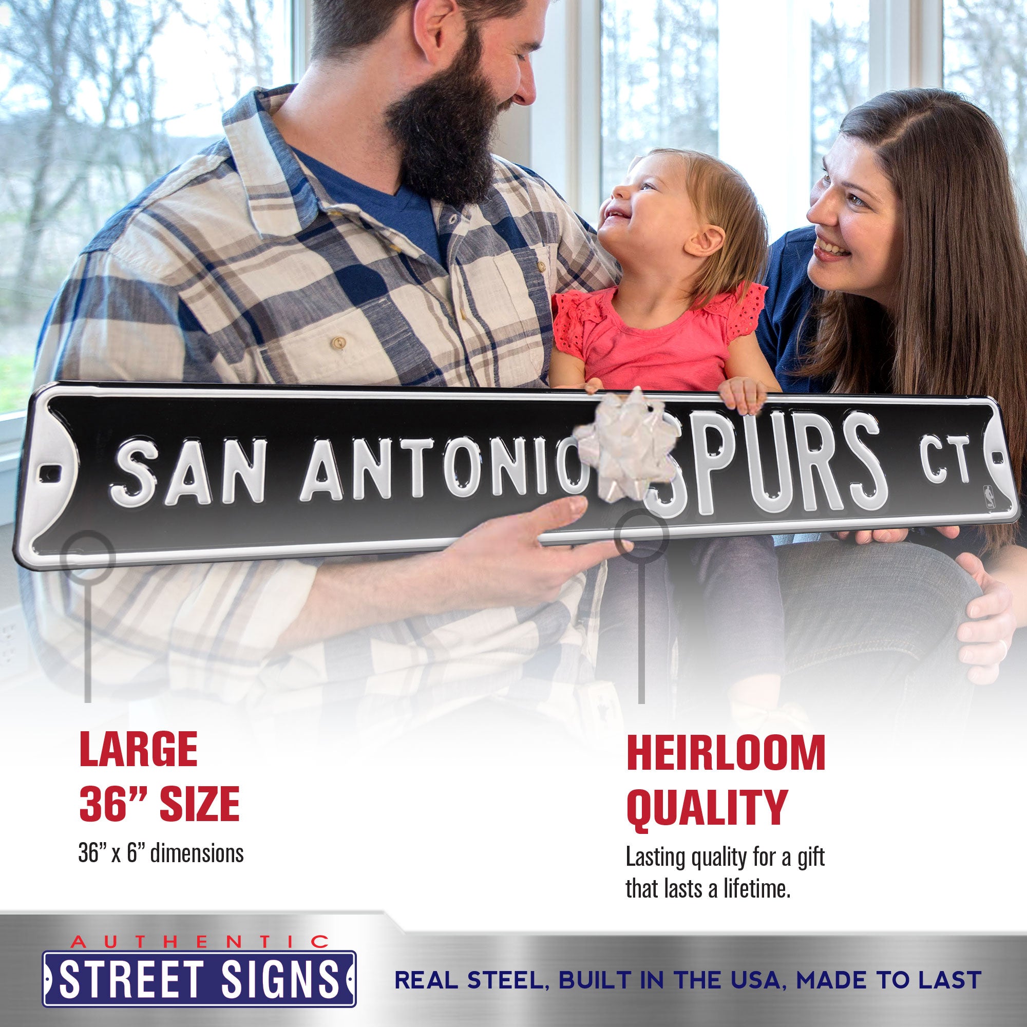 San Antonio Spurs - SAN ANTONIO SPURS CT - Embossed Steel Street Sign