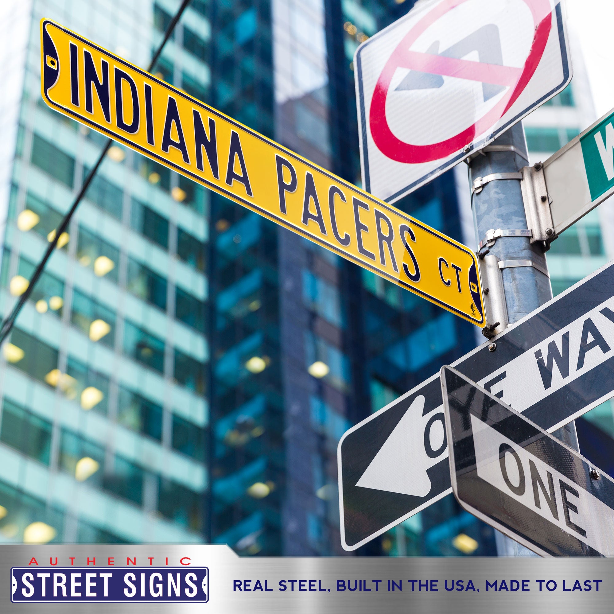 Indiana Pacers - INDIANA PACERS CT - Yellow Embossed Steel Street Sign