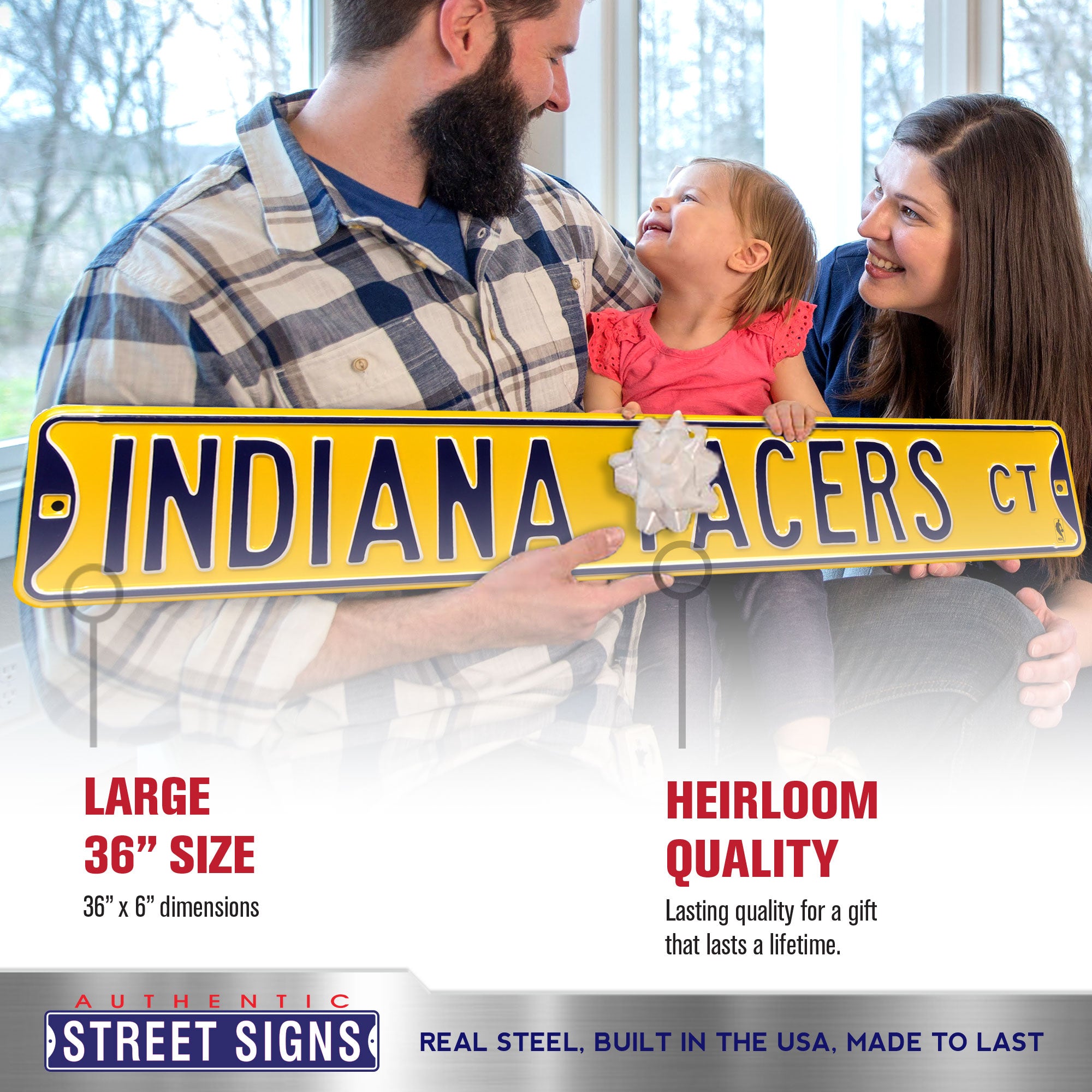 Indiana Pacers - INDIANA PACERS CT - Yellow Embossed Steel Street Sign