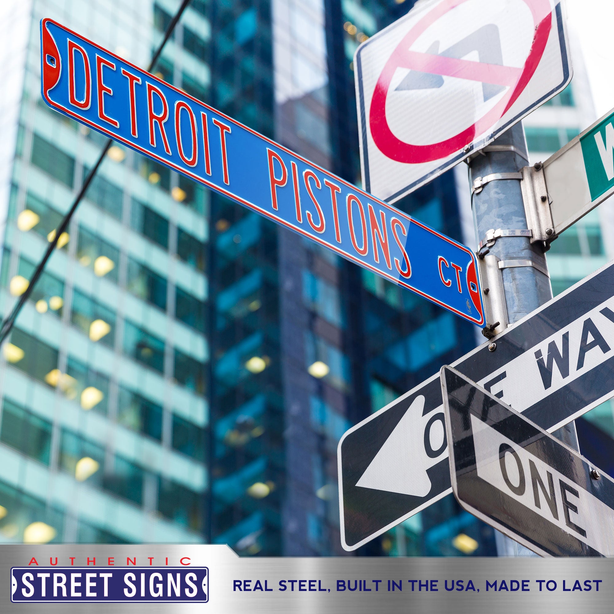 Detroit Pistons - DETROIT PISTONS CT - Embossed Steel Street Sign