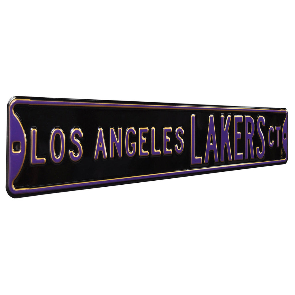 Los Angeles Lakers - LOS ANGELES LAKERS CT - Black Embossed Steel Street Sign