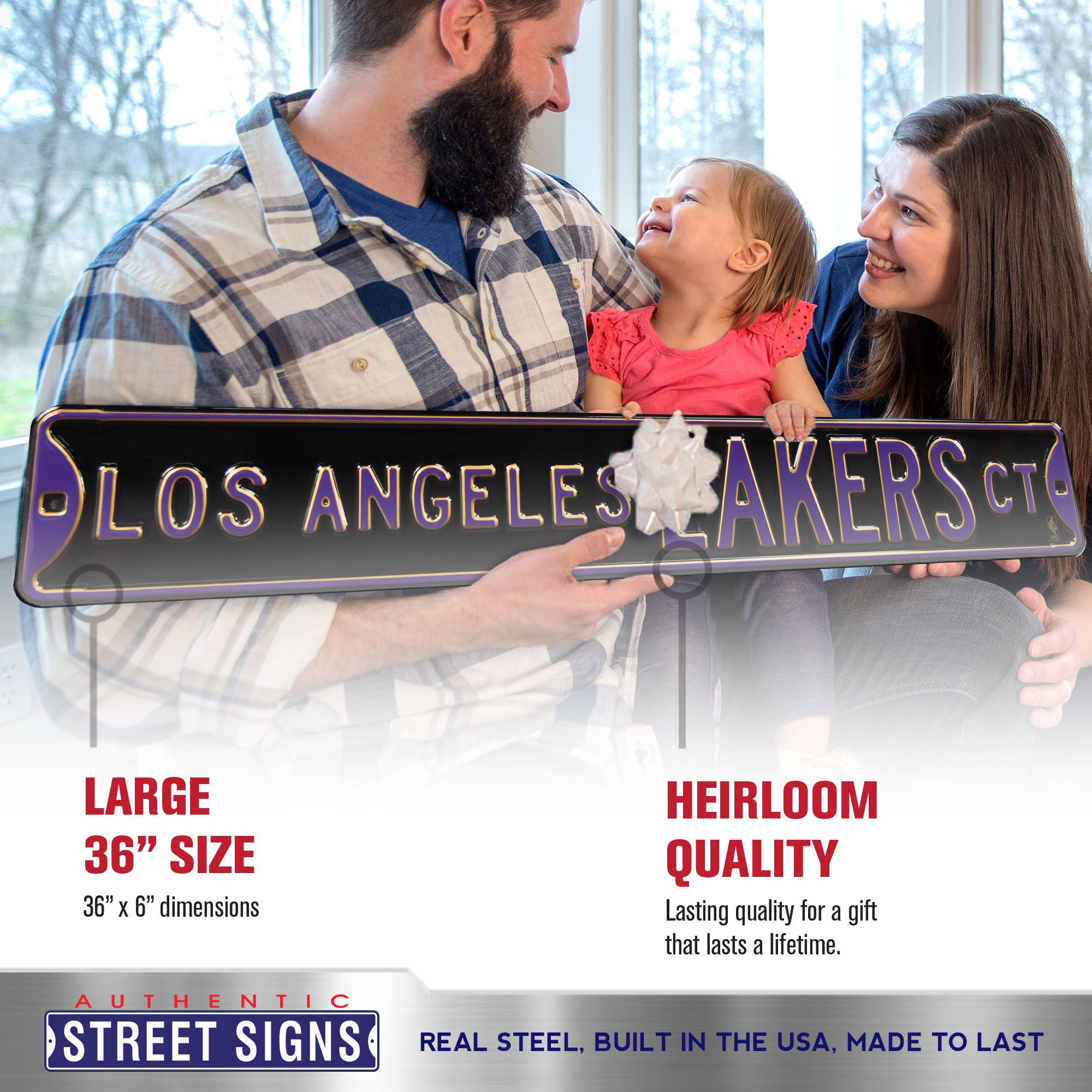 Los Angeles Lakers - LOS ANGELES LAKERS CT - Black Embossed Steel Street Sign