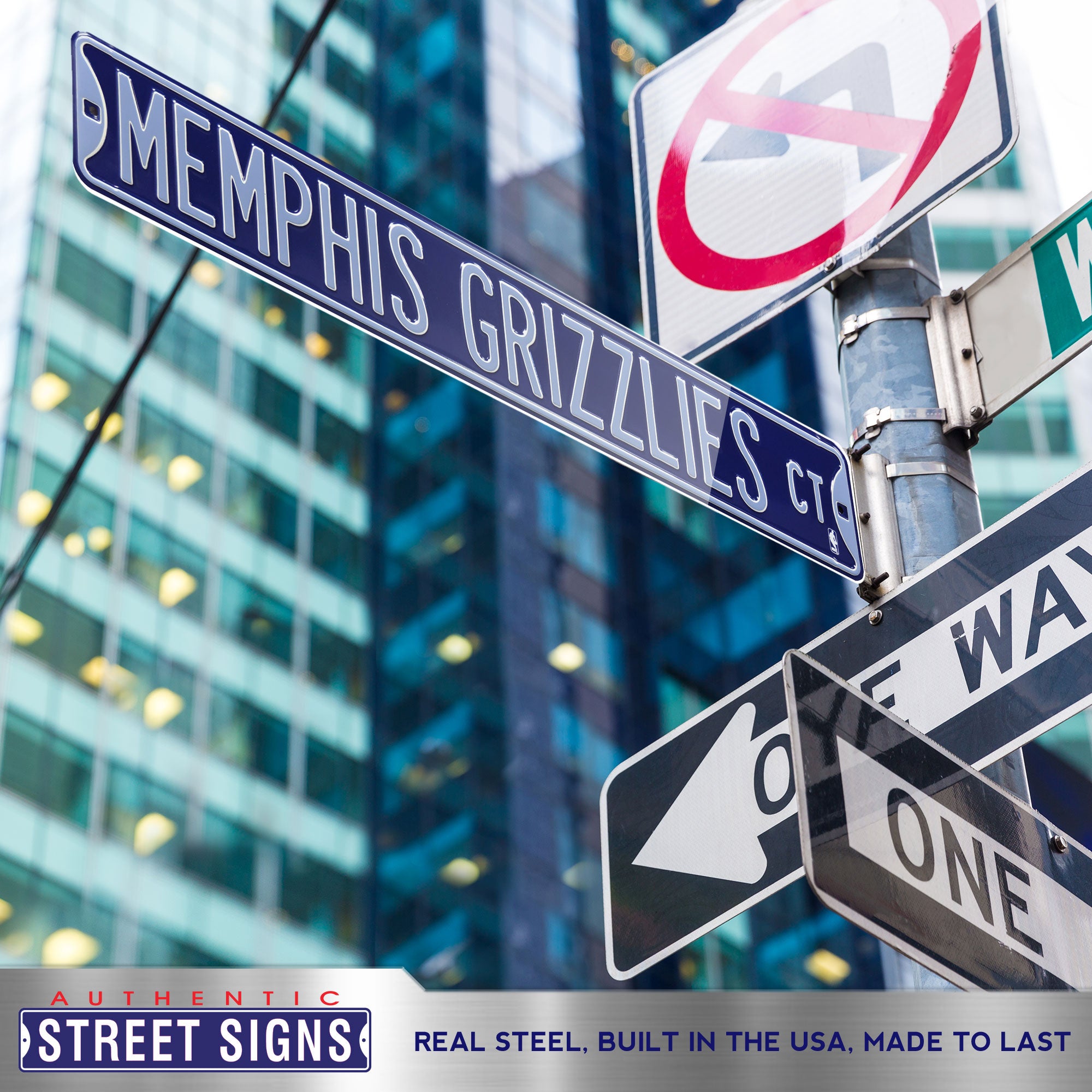 Memphis Grizzlies - MEMPHIS GRIZZLIES CT - Embossed Steel Street Sign
