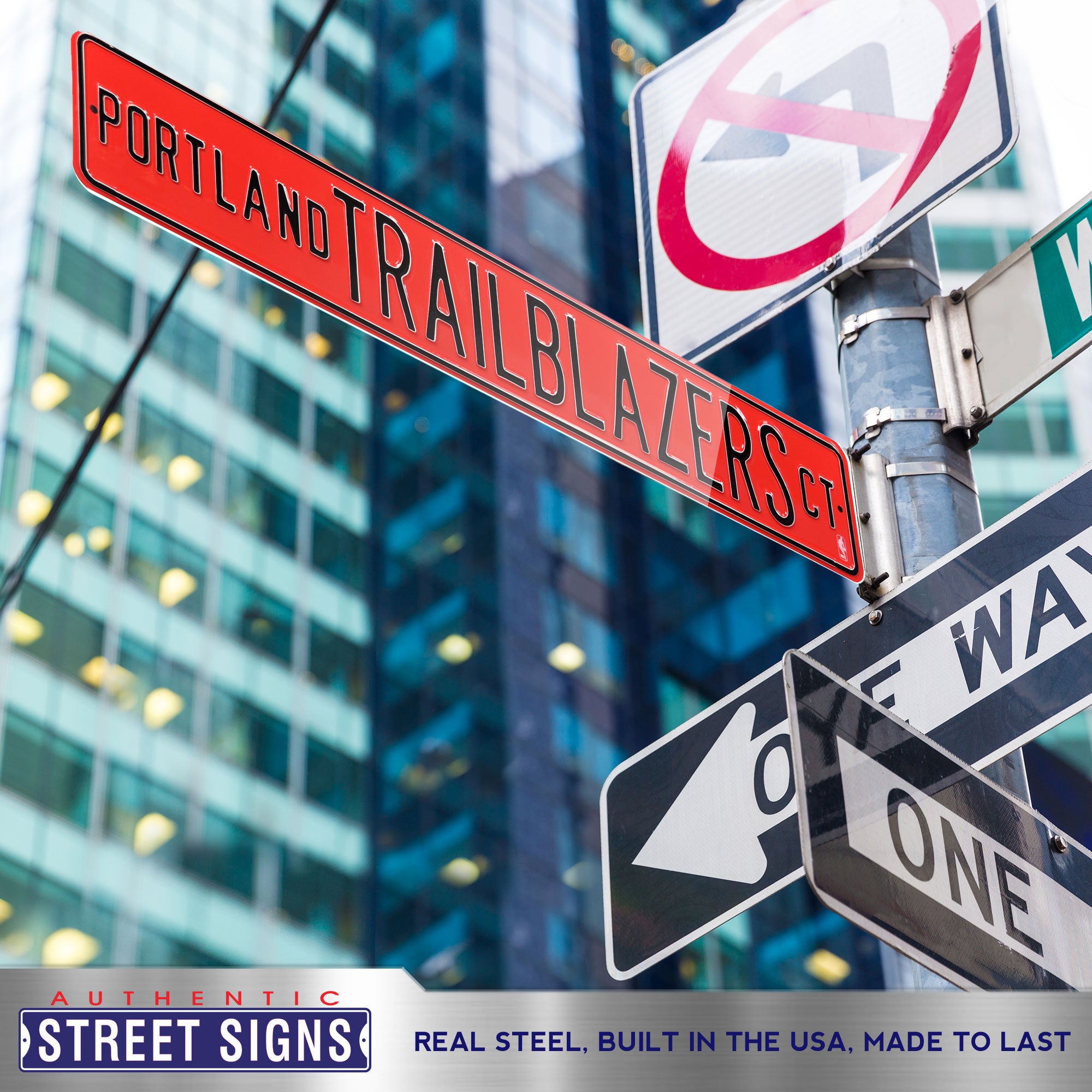 Portland TrailBlazers - TRAIL BLAZERS CT - Embossed Steel Street Sign
