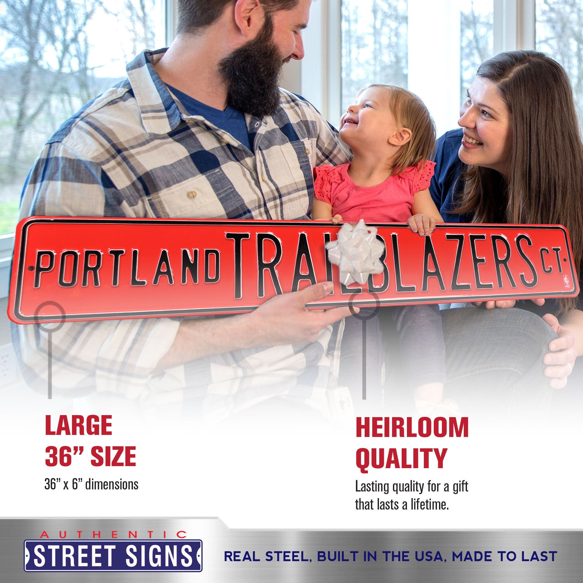 Portland TrailBlazers - TRAIL BLAZERS CT - Embossed Steel Street Sign