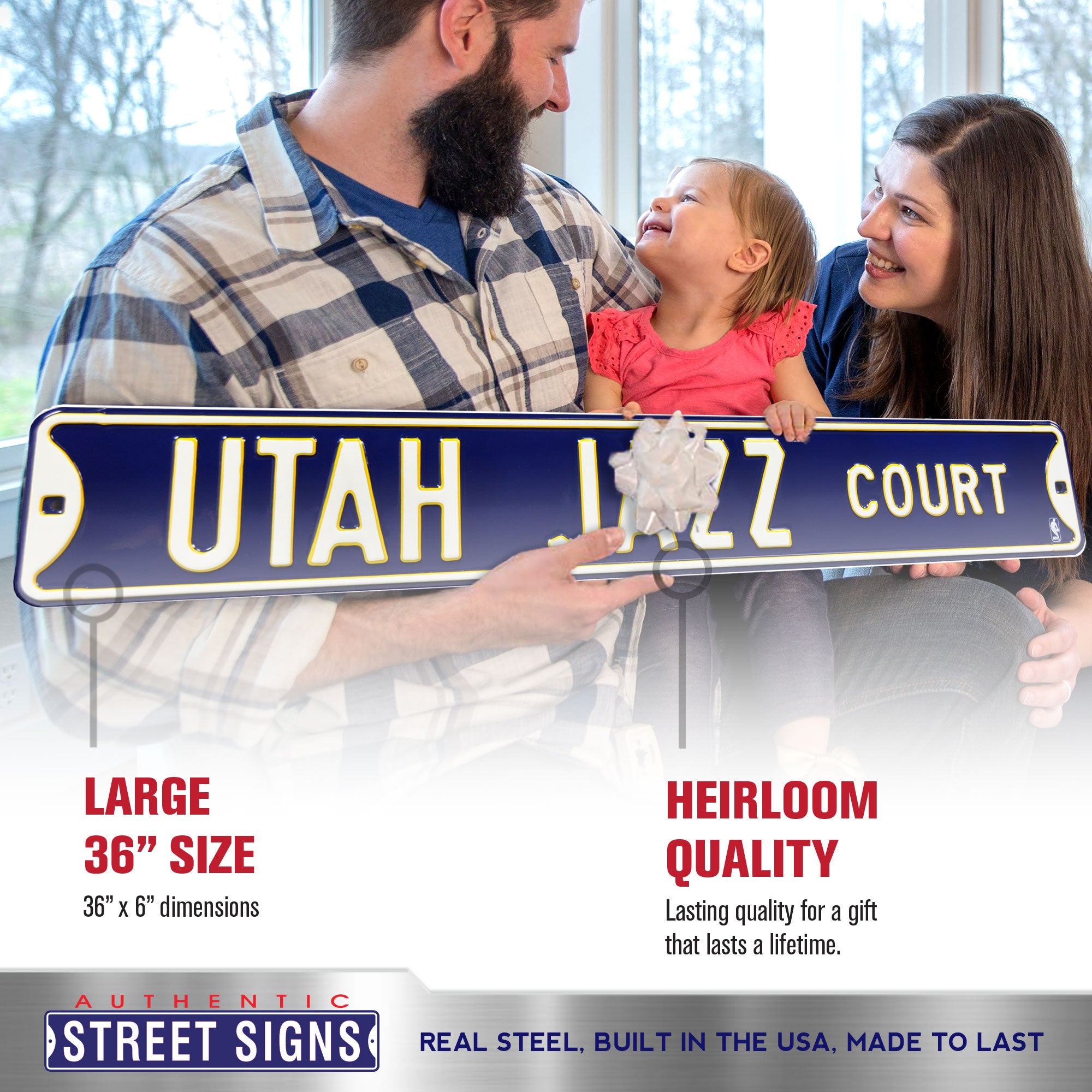 Utah Jazz - UTAH JAZZ COURT - Embossed Steel Street Sign