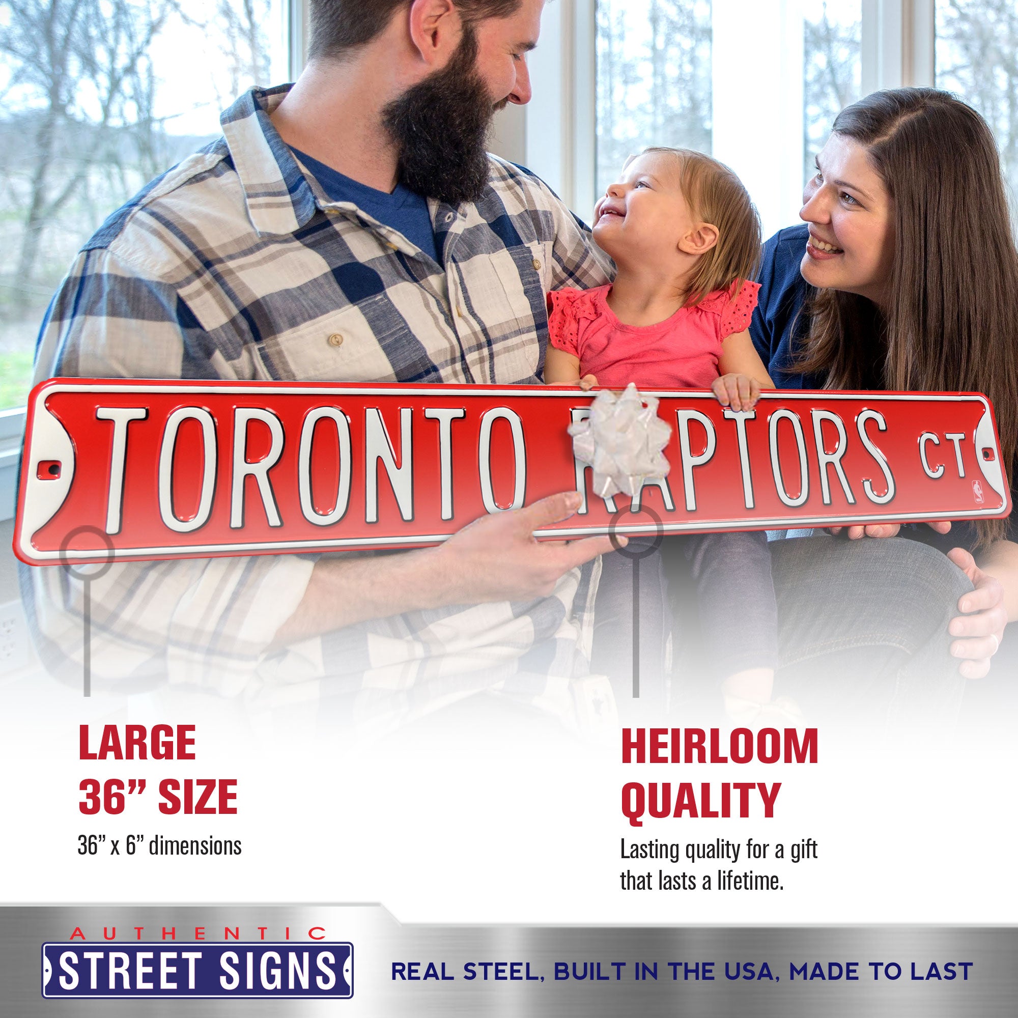 Toronto Raptors - TORONTO RAPTORS CT - Throwback Embossed Steel Street Sign