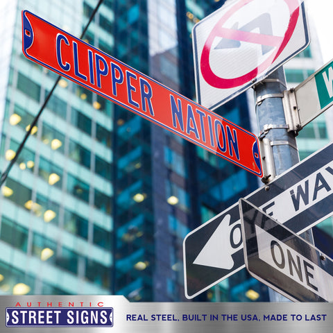 Los Angeles Clippers - LA CLIPPER NATION - Embossed Steel Street Sign