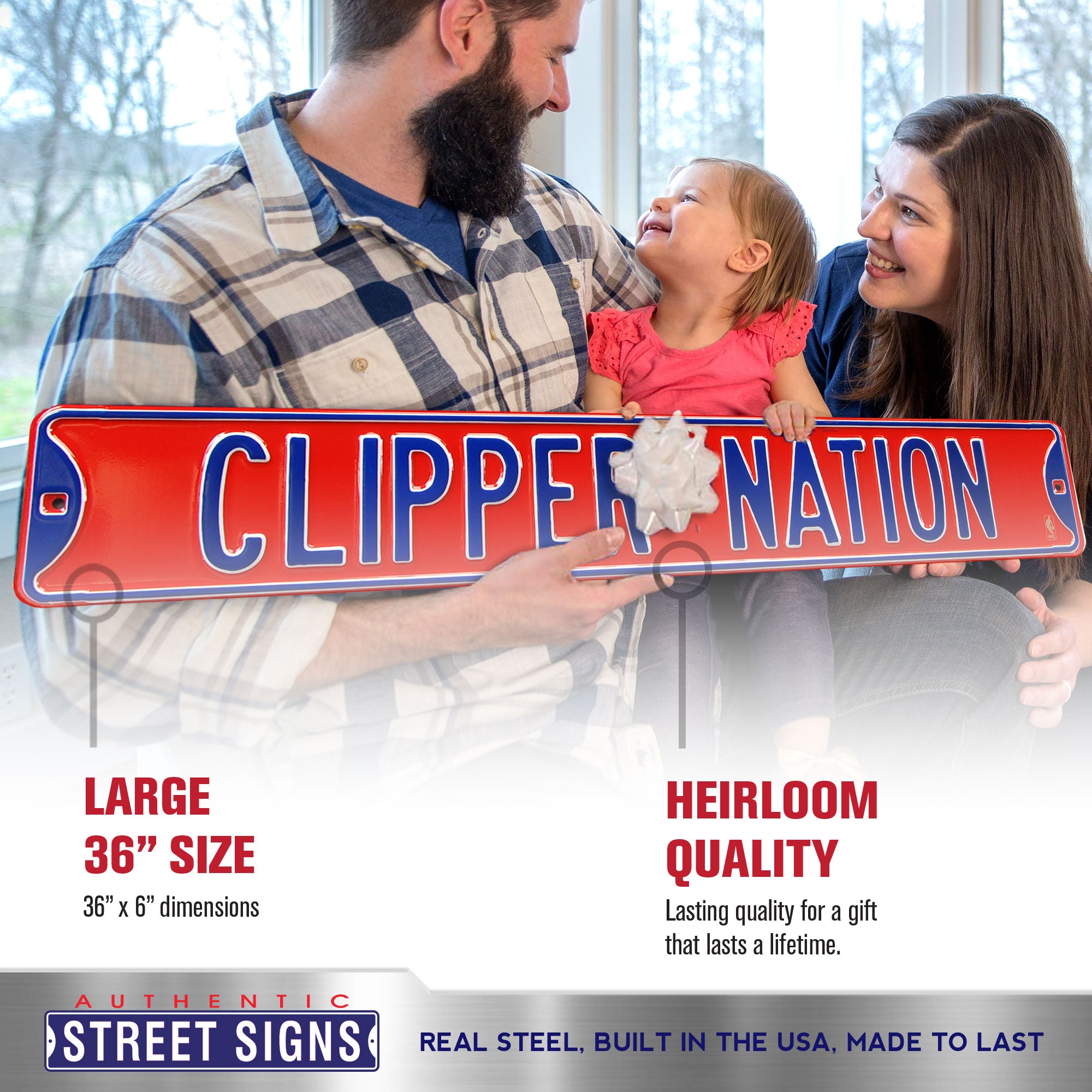 Los Angeles Clippers - LA CLIPPER NATION - Embossed Steel Street Sign