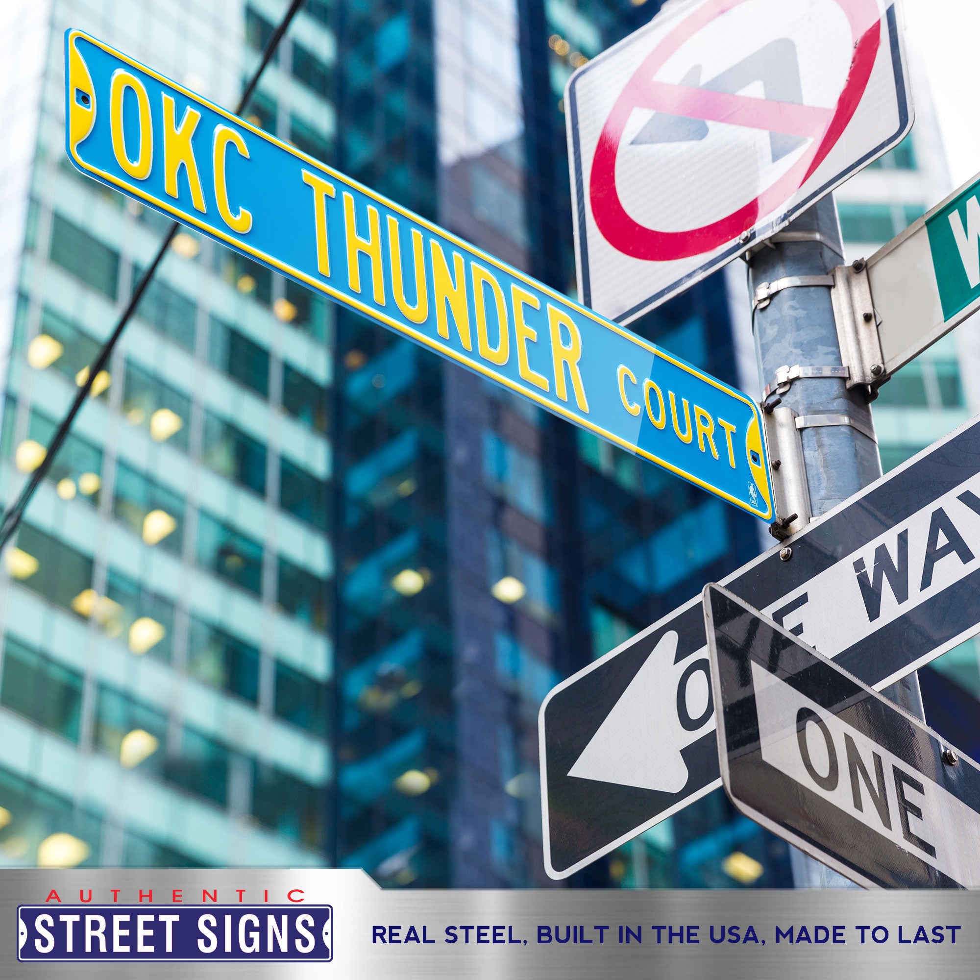 Oklahoma City Thunder - OKC THUNDER COURT - Embossed Steel Street Sign
