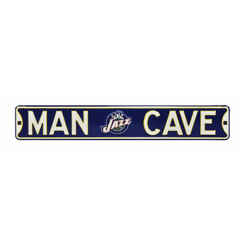 Utah Jazz - MAN CAVE - Embossed Steel Street Sign