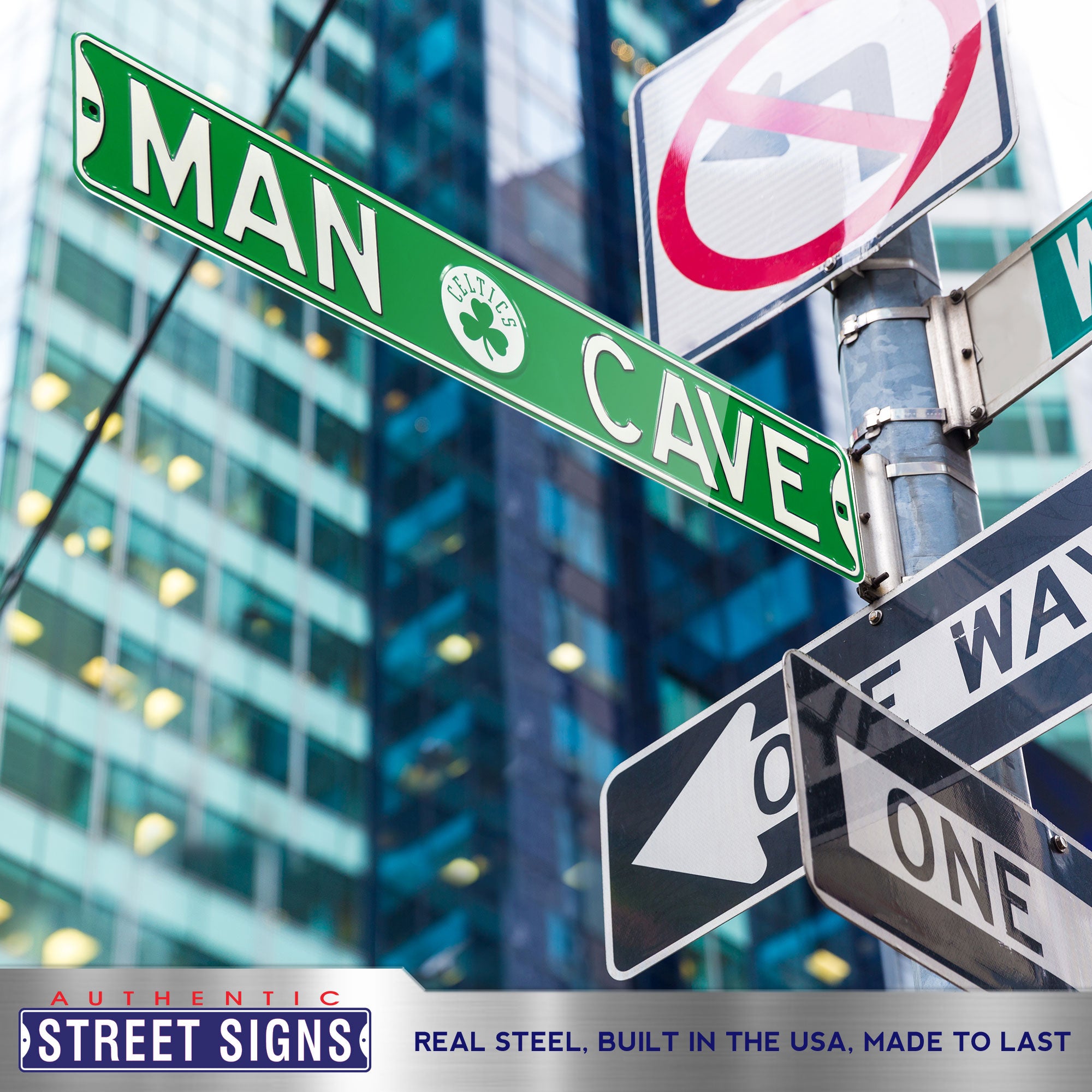 Boston Celtics - MAN CAVE - Embossed Steel Street Sign