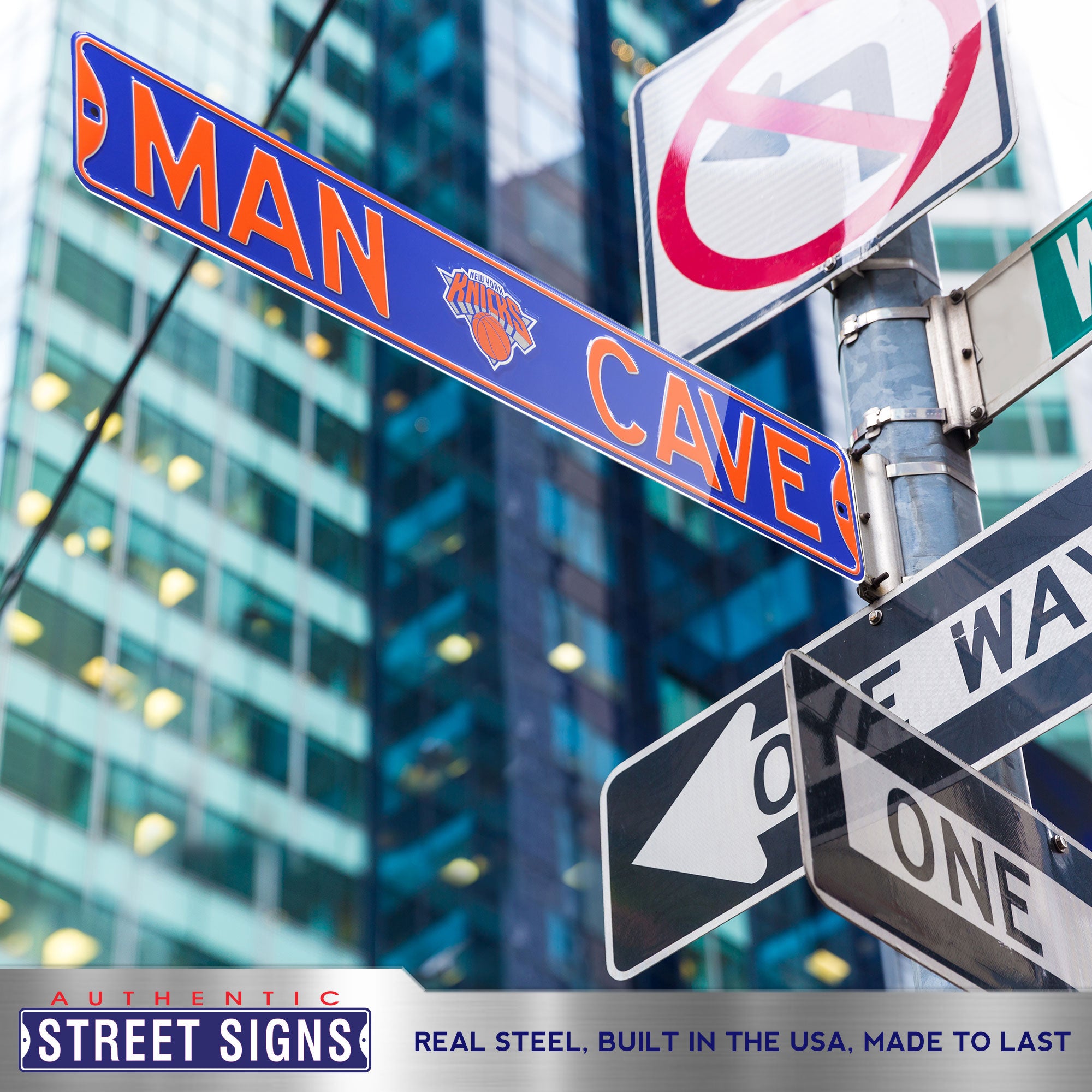New York Knicks - MAN CAVE - Embossed Steel Street Sign
