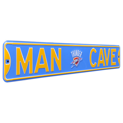 Oklahoma City Thunder - MAN CAVE - Embossed Steel Street Sign